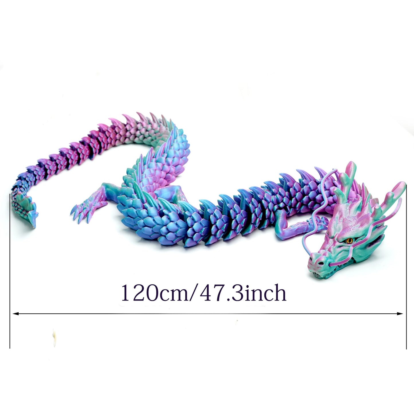 47.3inch Super Large 3D Printed Dragon Models,Flexible Joint Animal lacertid Figurines, 3D Printing Stuff Cheap,Stress Relief, Fidget restlessness, ADHD Toys, Surprise Fantasy Gifts (47.3inch)