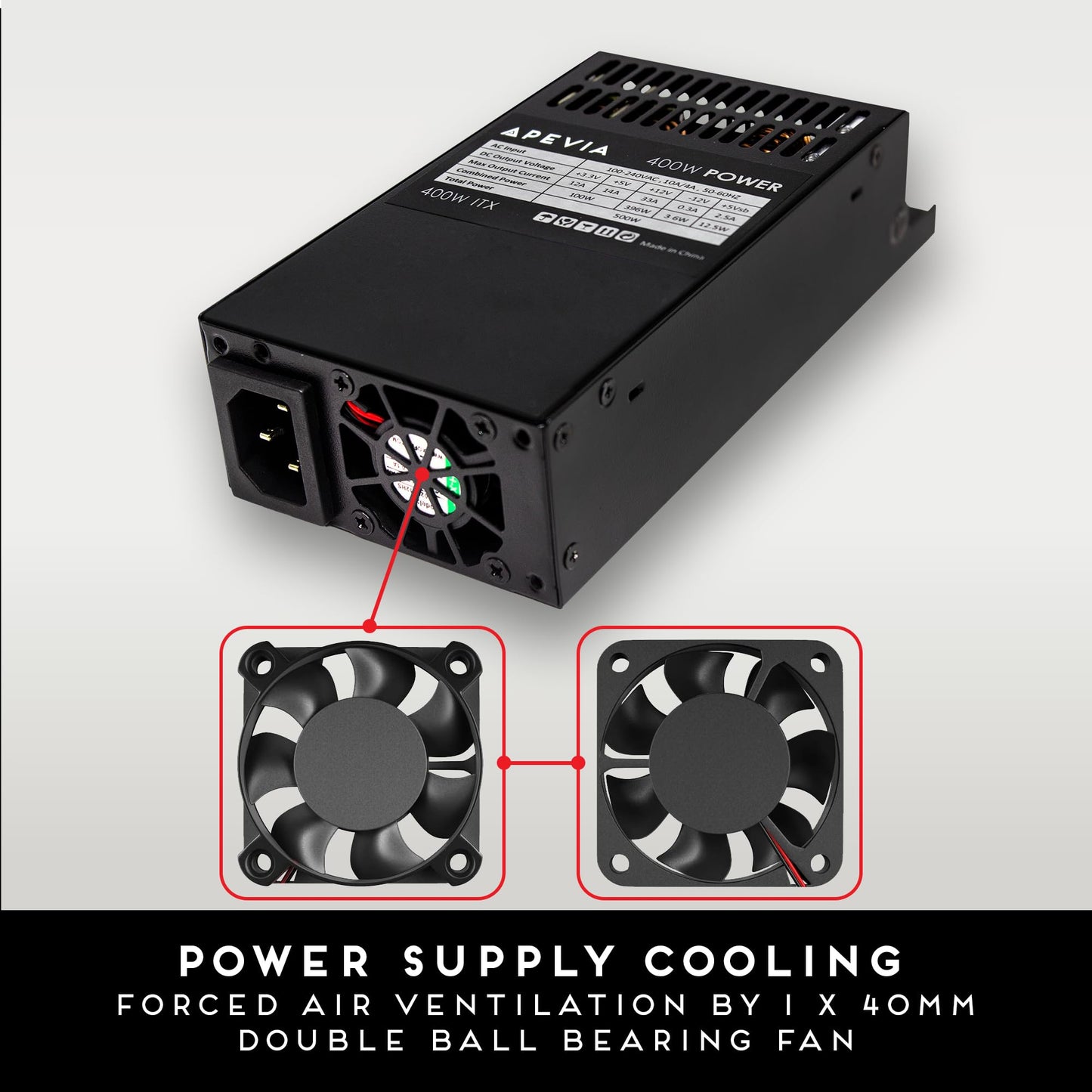 Apevia ITX-PFC400W Mini ITX/Flex ATX / 1U 400W Fully Modular Power Supply, Full Range Active PFC 90-264V, AC for POS AIO System Desktop Gaming Server Small Form Factor (Flex ITX) Computer PSU