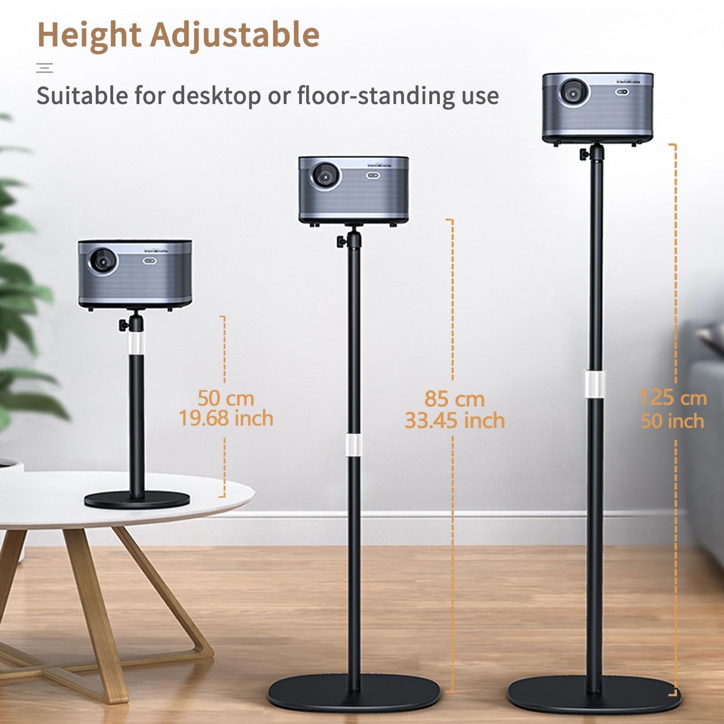 POLESTO Projector Stand Floor Projector Mount with Adjustable Height 20''-50'', Universal Projector Ceiling Mount 360° Rotatable Compatible with Projector, Camera, Webcam for Home & Office & Outdoor