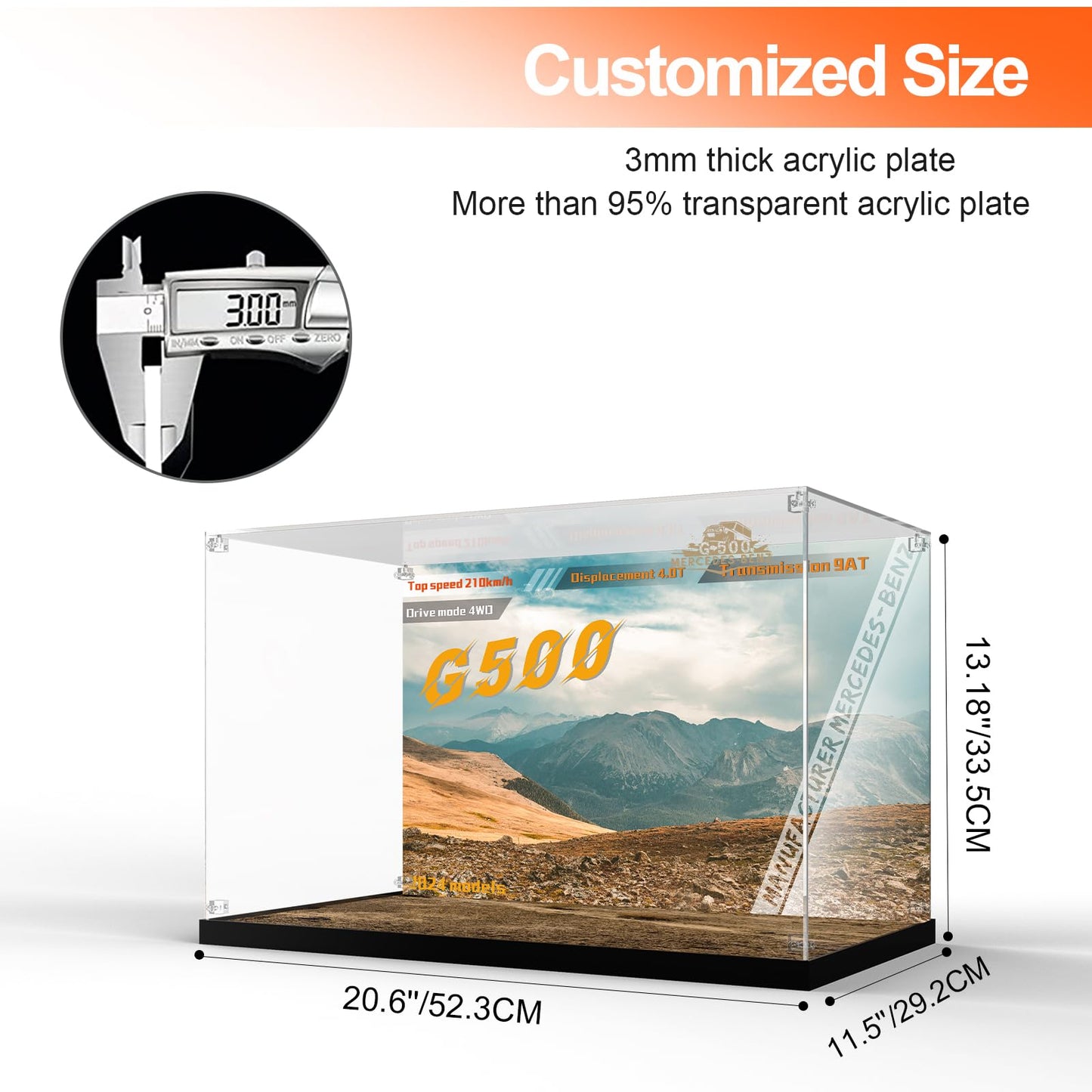 Acrylic Display Case for Lego Technic Mercedes-Benz G 500 Professional Line Car Building Set,Dustproof Clear Display Box Compatible with Lego 42177 Model Car -No Models Only Box