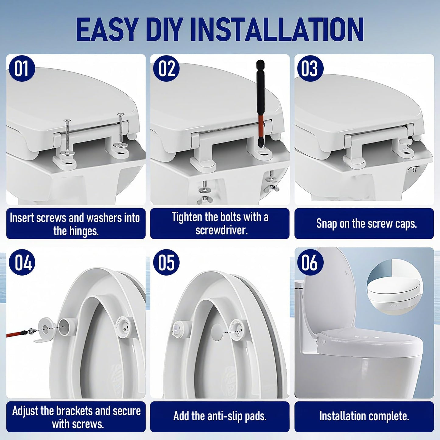 Raised Toilet Seat 3 Inch for Standard Elongated Toilets 18–19 Inch Bowl Length, Not Compatible with Round or One-Piece Toilets, Slow-Close Lid, Non-Slip Stable Design, 772 lb Capacity