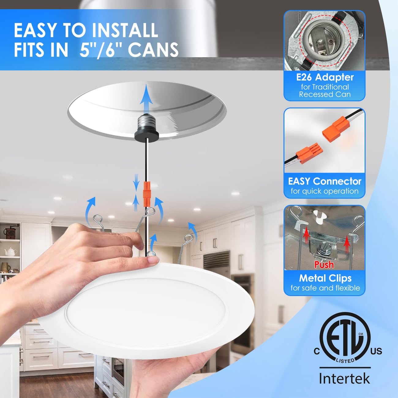 ANWIO Recessed Lighting 6 Inch, 16 Pack 5CCT Flat Retrofit LED Recessed Lights Can Needs, 2700/3000/4000/5000/6000K Selectable Can Lights 10W(120W Equivalent) CRI 80+ Dimmable E26 Base IC Rated & ETL