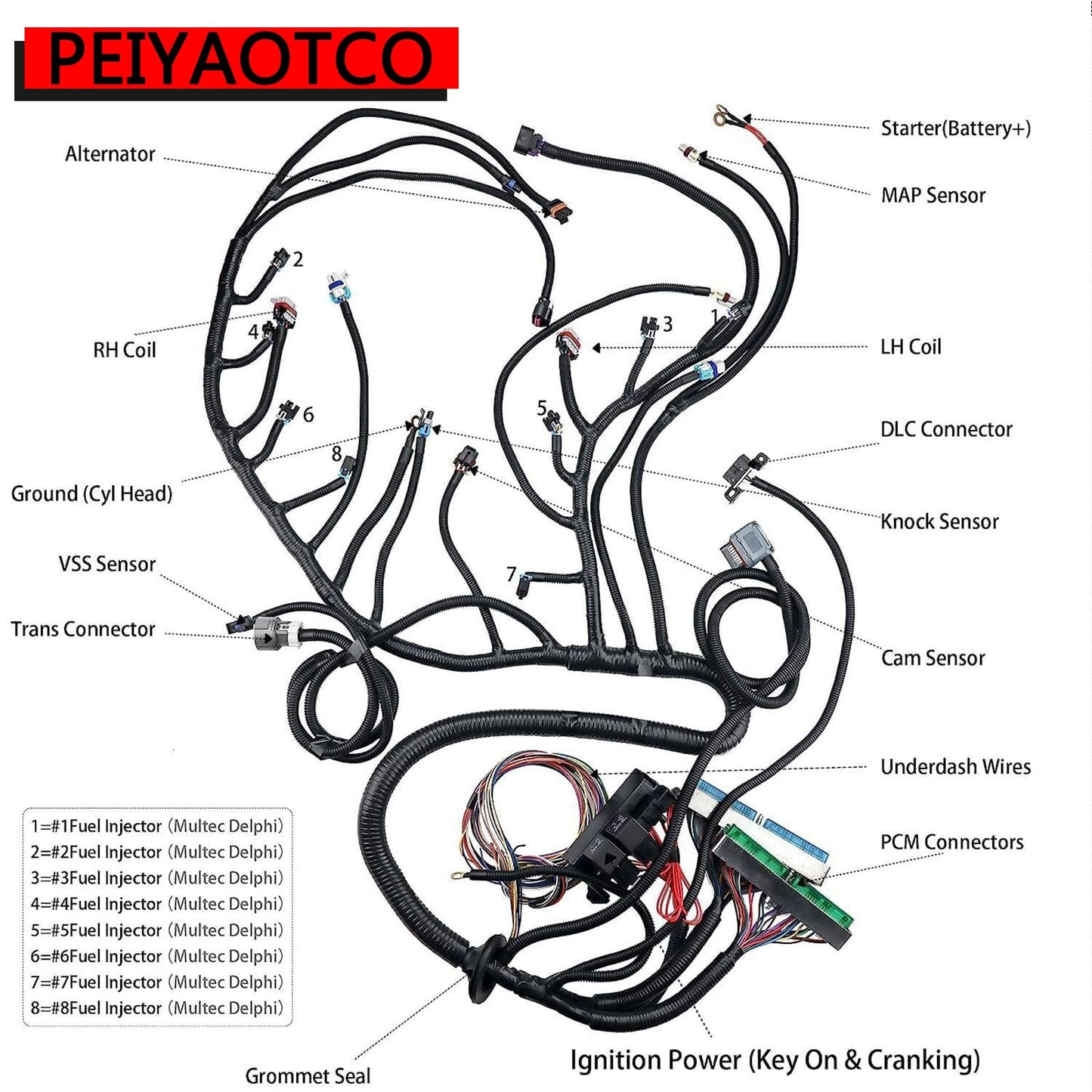 PEIYAOTCO is Standalone Harness 4L60E DBW ls Swap Harness for Chevy GMC LS LS3 Engine Vortec 8 Cylinders 4.8 5.3 6.0 EV6 Injecto Compatible with DBW LS3 Engines 4.8 5.3 6.0 2003 2004 2005 2006 2007