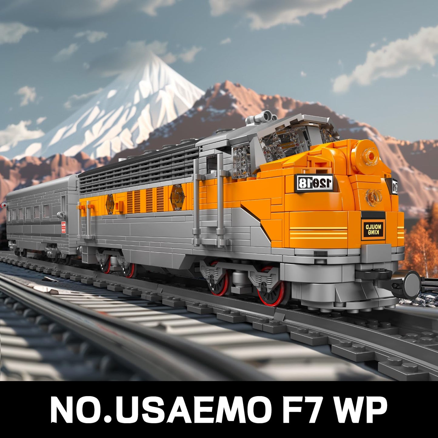 Mould King 12018 Train Building Blocks Sets, Remote/App Control EMD F7 Internal Combustion Locomotive Kits, Scale Model with Tracks for Adults Teen(1541 PCS)