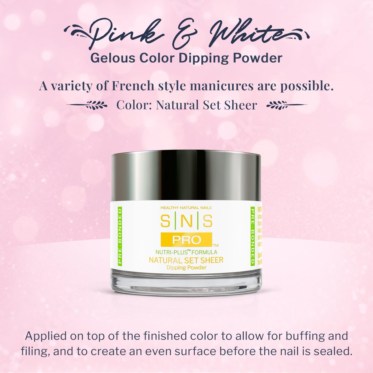 SNS Nail Dip Powder, Gelous Color Dipping Powder - Natural Set Sheer (Natural/Nudes, Sheer), PWNSS02 - Long-Lasting Acrylic Nail Color & Polish Lasts 14 Days - Odor-Free & No UV Lamp - 2 Oz
