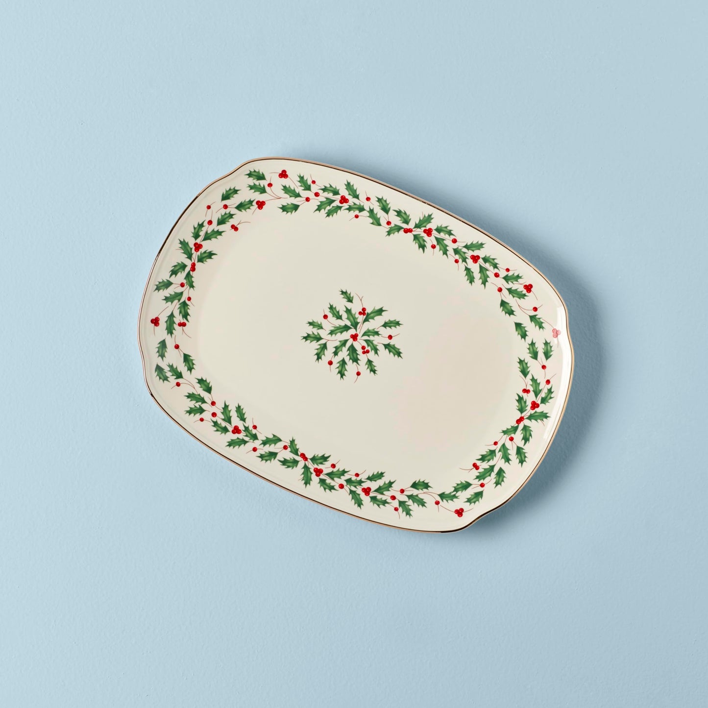 Lenox Serveware, Holiday Serving Platter, Oval Shape, 15.25-Inch, Ivory, Porcelain Material, Dishwasher Safe, Turkey Platter for Thanksgiving, Winter Hosting, Christmas Serving (Multicolor, 1 Piece)