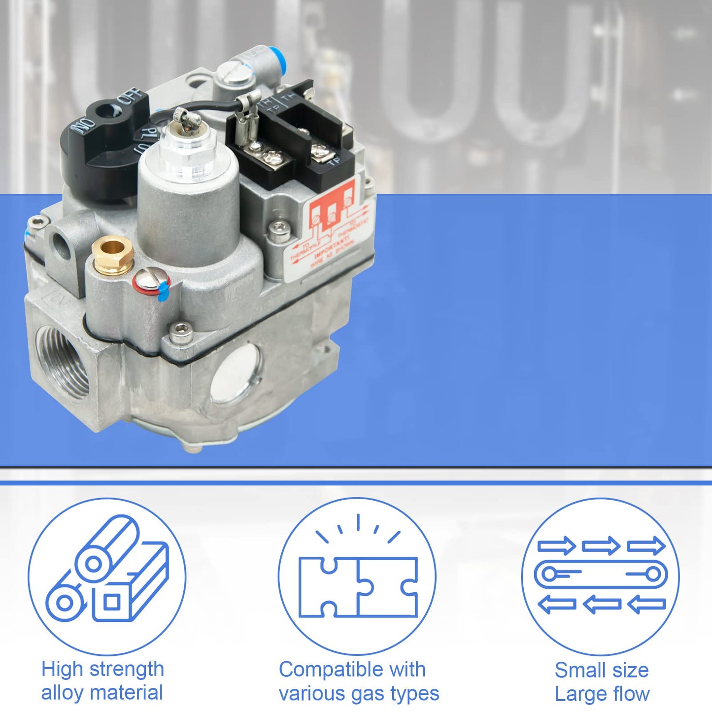 700-506 Gas Valve, Fast Opening, 200000 BTU/H, Combination Gas Valve, Inlet Filtered Screen, Pilot Outlet 1/4” Tubing, Standard NEMA Terminals, Widely Used in Natural Gas