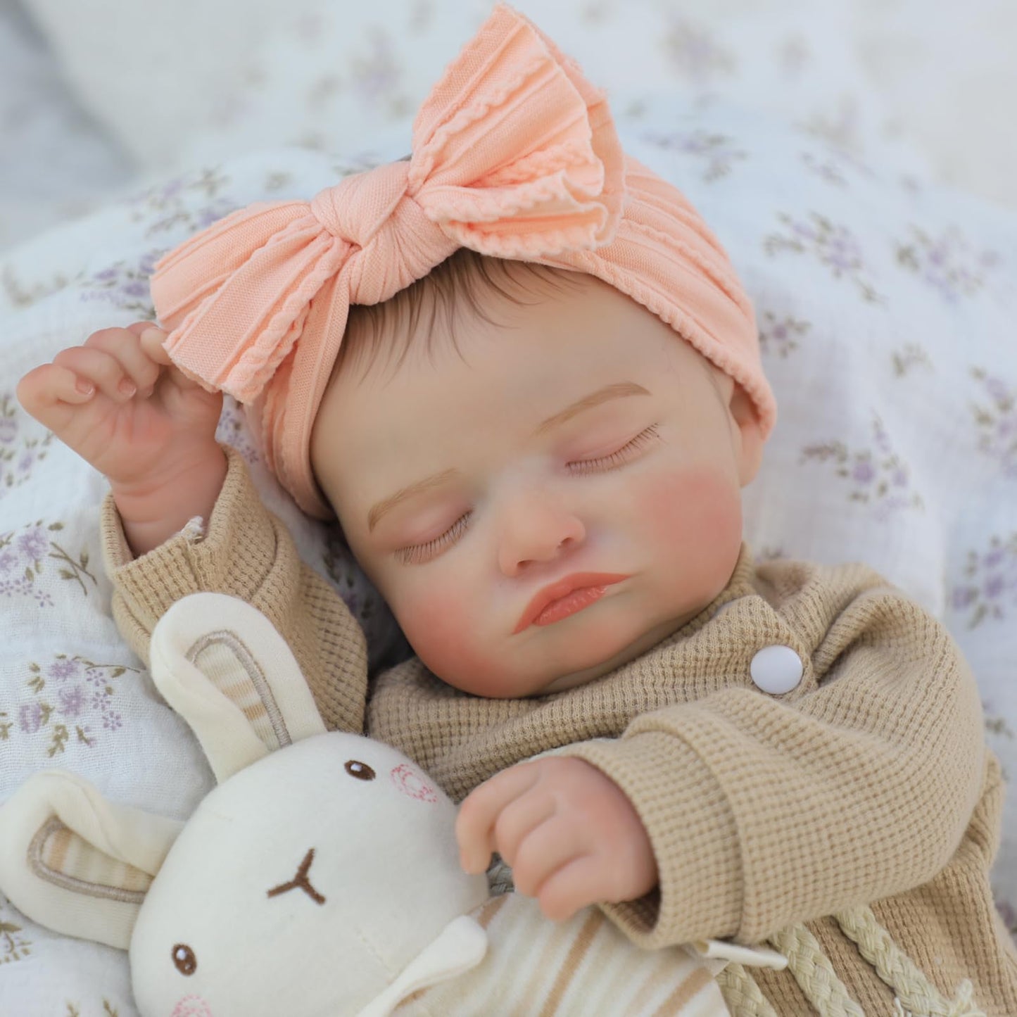 KSBD Lifelike Reborn Baby Dolls-20 inch Sleeping Realistic Newborn Baby Dolls, Soft Cloth Body with Feeding Toy for Kids Age 3 +