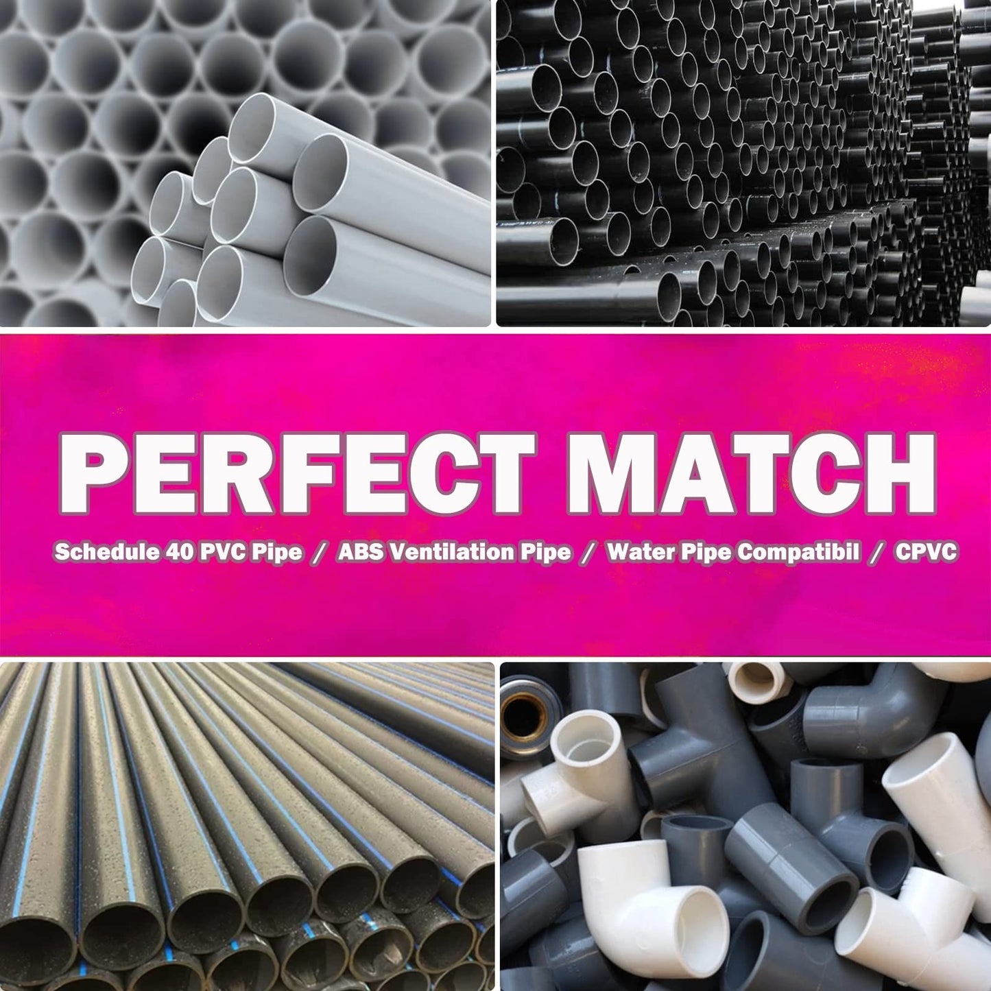 6 Piece Plastic Pipe Fitting Reamer Kit for 1/2" Drill, Includes 0.75", 1", 1.5", 2", 3", 4" Reamers, Carbide Cutting Inserts, For PVC, CPVC, ABS Pipe Fittings