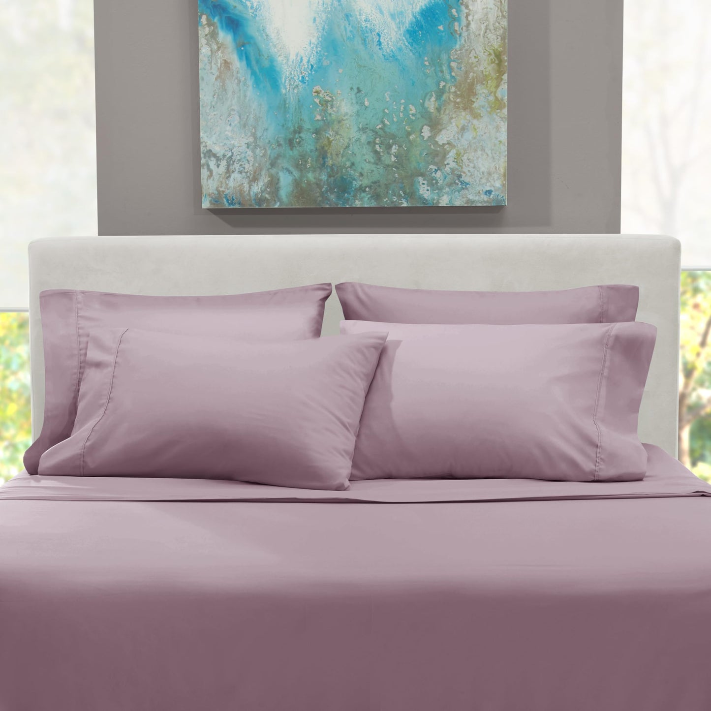 Hearth & Harbor Extra Deep Pocket Sheet Sets, Luxury Soft 6 Piece Bed Sheet Set Fits Mattress 18-24 Inches - King, Dusty Purple