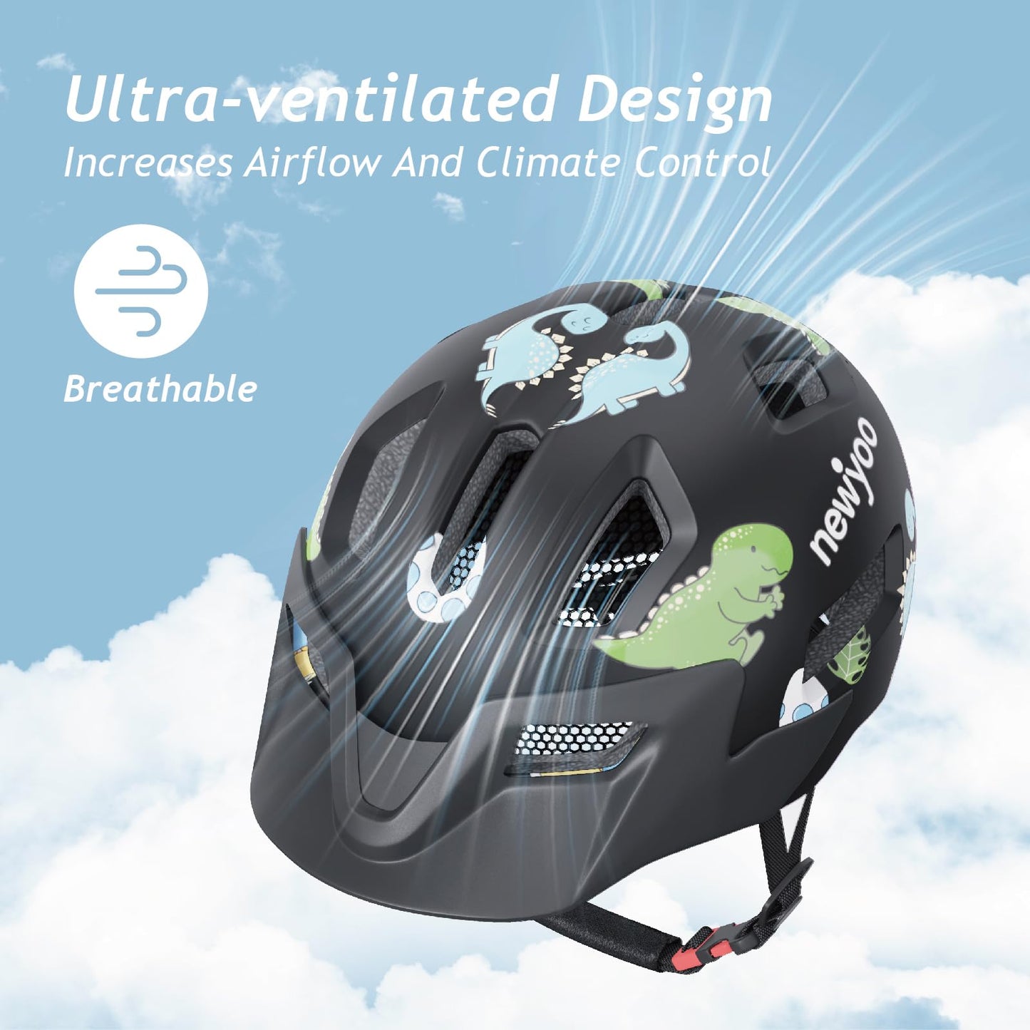 newyoo Toddler and Baby Bike Helmet, Dial Fit Adjustment, Kids Age 1-5 Year Olds, Girls and Boys Suggested Fit 48-52 cm, Black