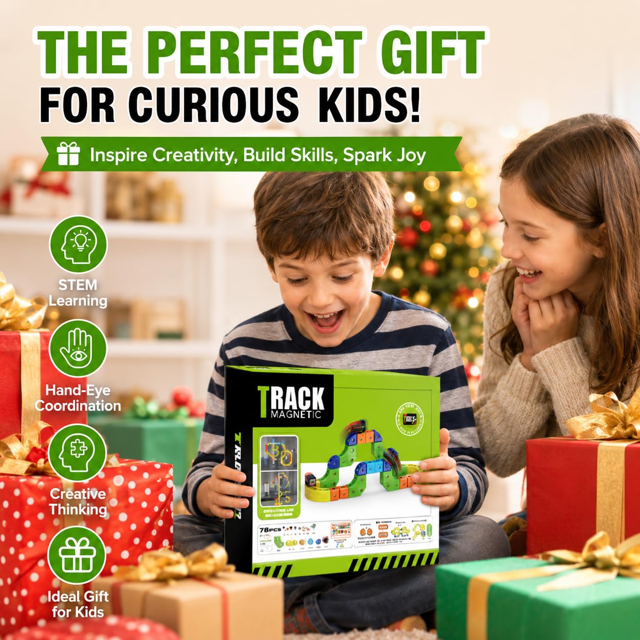 Electric 3D Magnetic Train Set with Flexible Gravity-Defying Track