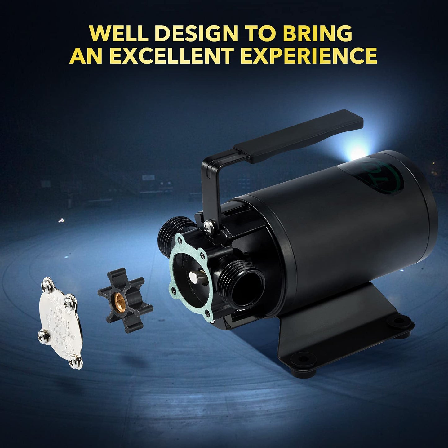 12V Water Transfer Pump 330GPH Self-Priming Pump, Portable Electric Utility Sump Pump with Suction Hose Attachment Black