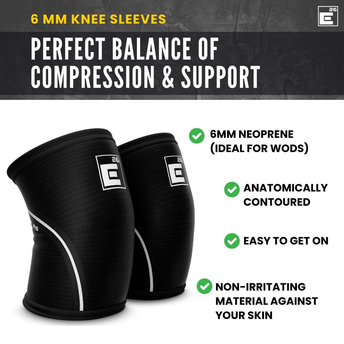 Knee Sleeves for Weightlifting (Sold as a Pair) - 6mm Neoprene for Optimal Compression, Mobility, and Warmth - Perfect for Functional Fitness, Squats, Deadlifts, Olympic Lifting (Medium)