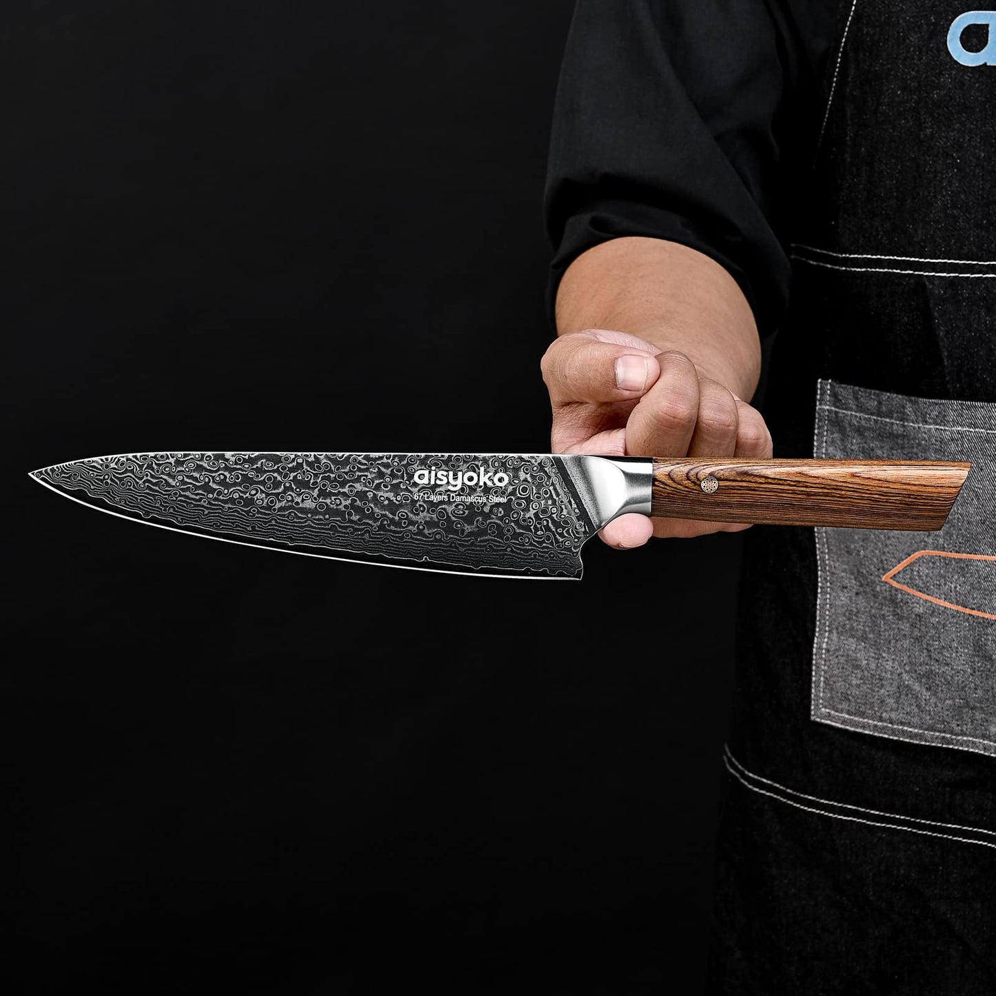 aisyoko Damascus chef knife 8-inch sharp kitchen knife Japan VG-10 stainless steel ergonomic color wooden handle luxury gift box - with scabbard