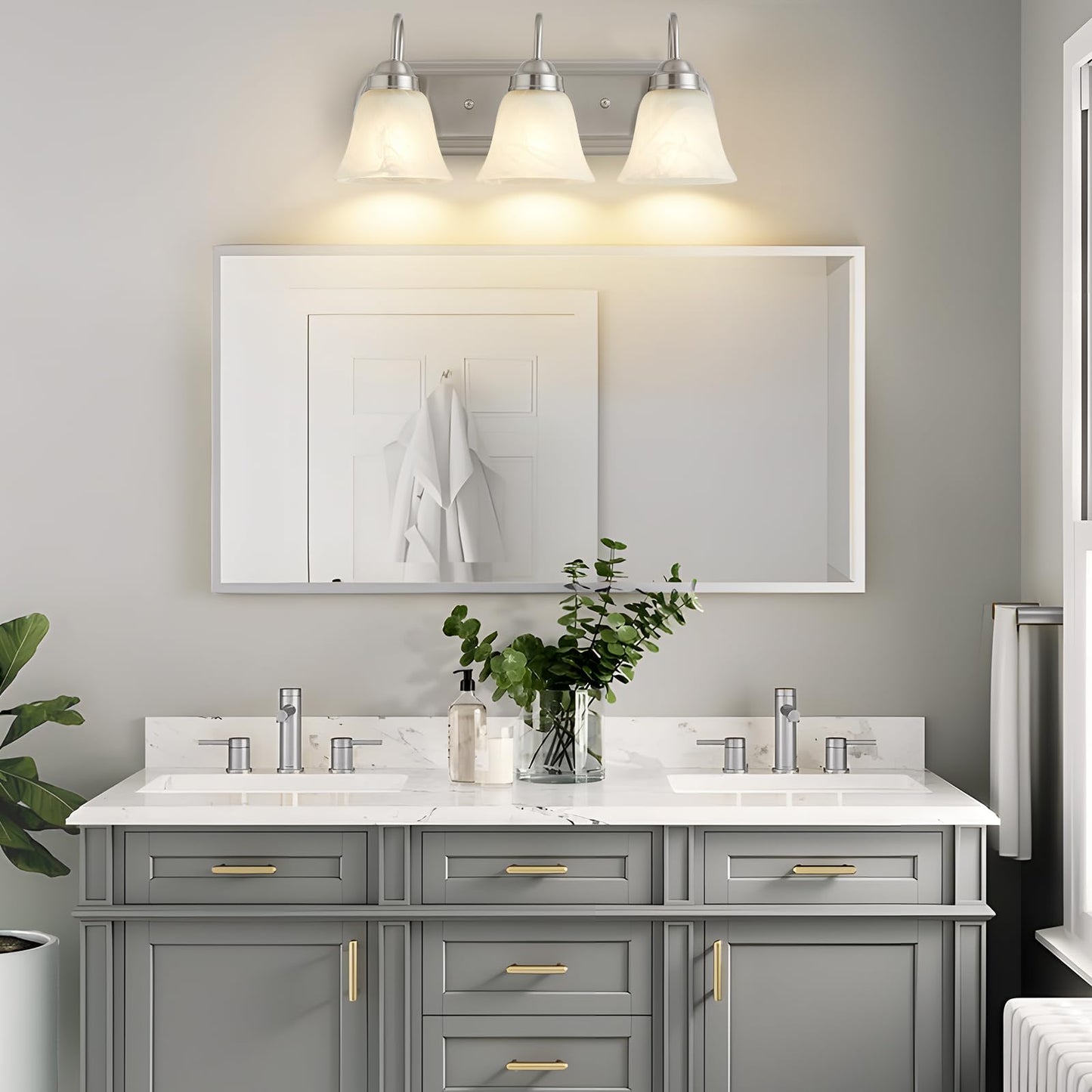 3 Light Bathroom Vanity Lights, Bathroom Light Fixtures Over Mirror, Modern Lighting Fixtures Brushed Nickel Wall Lamp Vanity Lights Apply for Mirror Living Room Cabinet Bedroom, Bulb Not Included