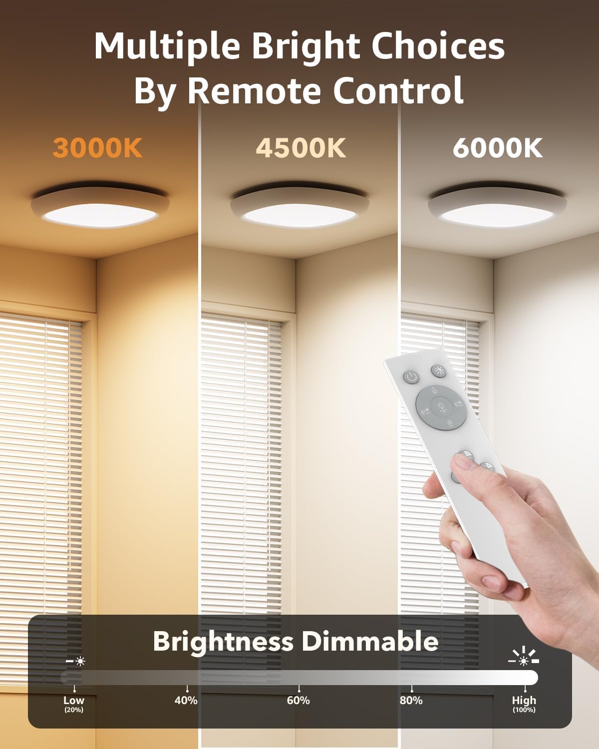 2 Pack IP54 Waterproof Rechargeable Shower Light Indoor, 12000mAh Motion Sensor Wireless Ceiling Light with Remote No Wiring, Battery Operated Closet Lights Cordless LED Overhead Lighting for Bathroom