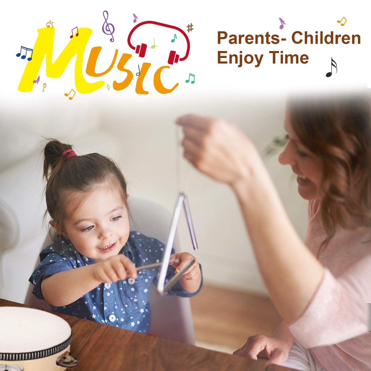 LOOIKOOS Baby Musical Instruments Montessori Toys for Toddlers 1-3,Natural Wooden Percussion Instruments Set for Kids Preschool Educational Musical Toys for Ages 5-9