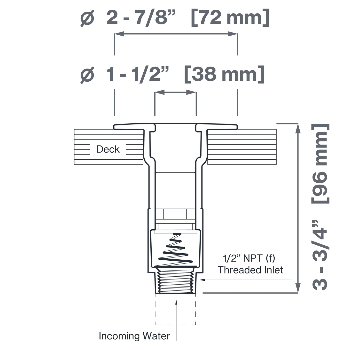 Aquor Universal Hydrant, Hose Quick Connection with Check Valve, Universal Water Inlet for DIY Applications and Outdoor Faucet Needs, Stainless Steel Flush-Mount, ½” NPT (f) x ¾” GHT (m)