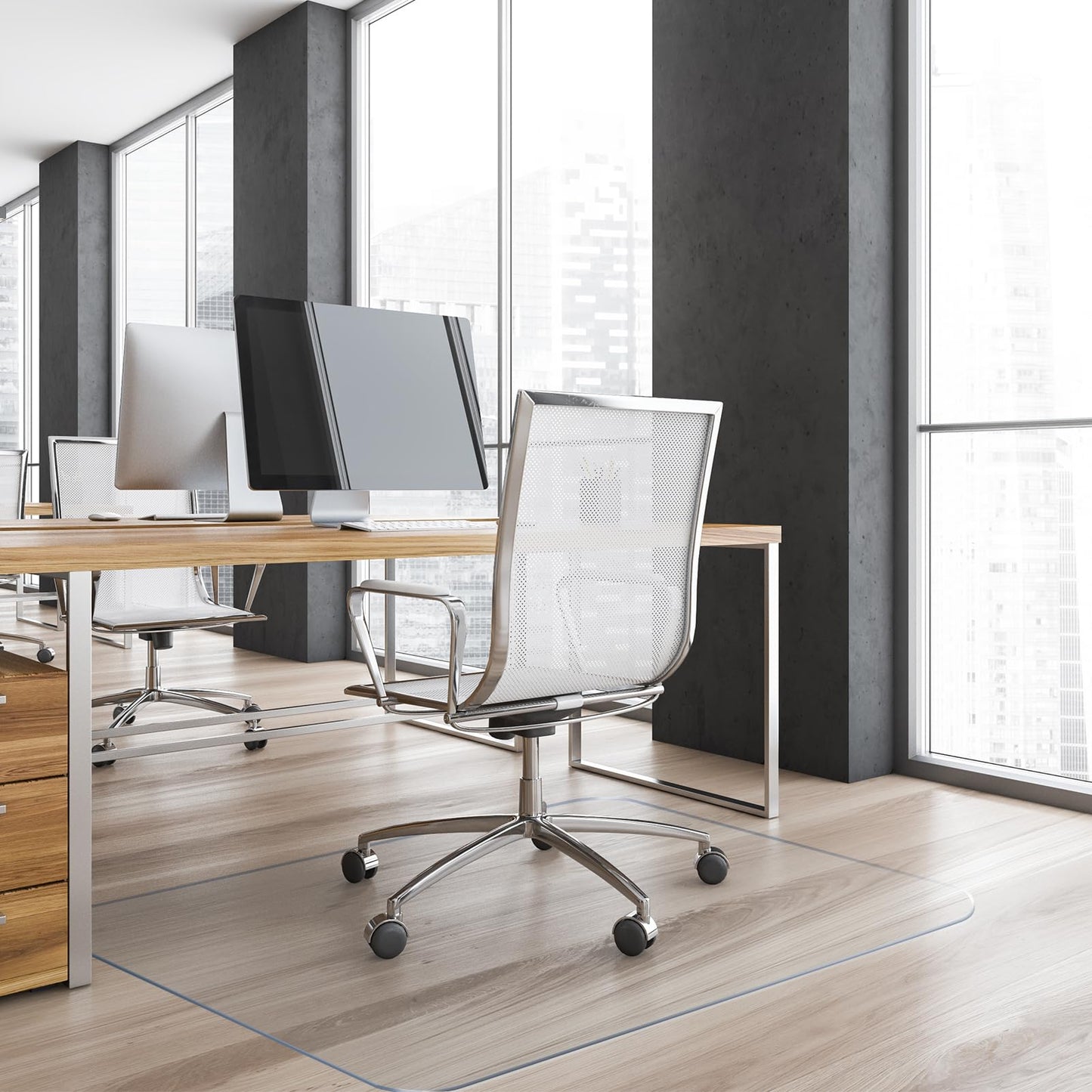 Yecaye Office Chair Mat for Hardwood Floor, Clear Computer Desk Chair Mat, PVC Heavy Duty Floor Protector for Rolling Chairs, 1.7mm Thick Chair Mat (Transparent, 46" x 60" x0.07'')