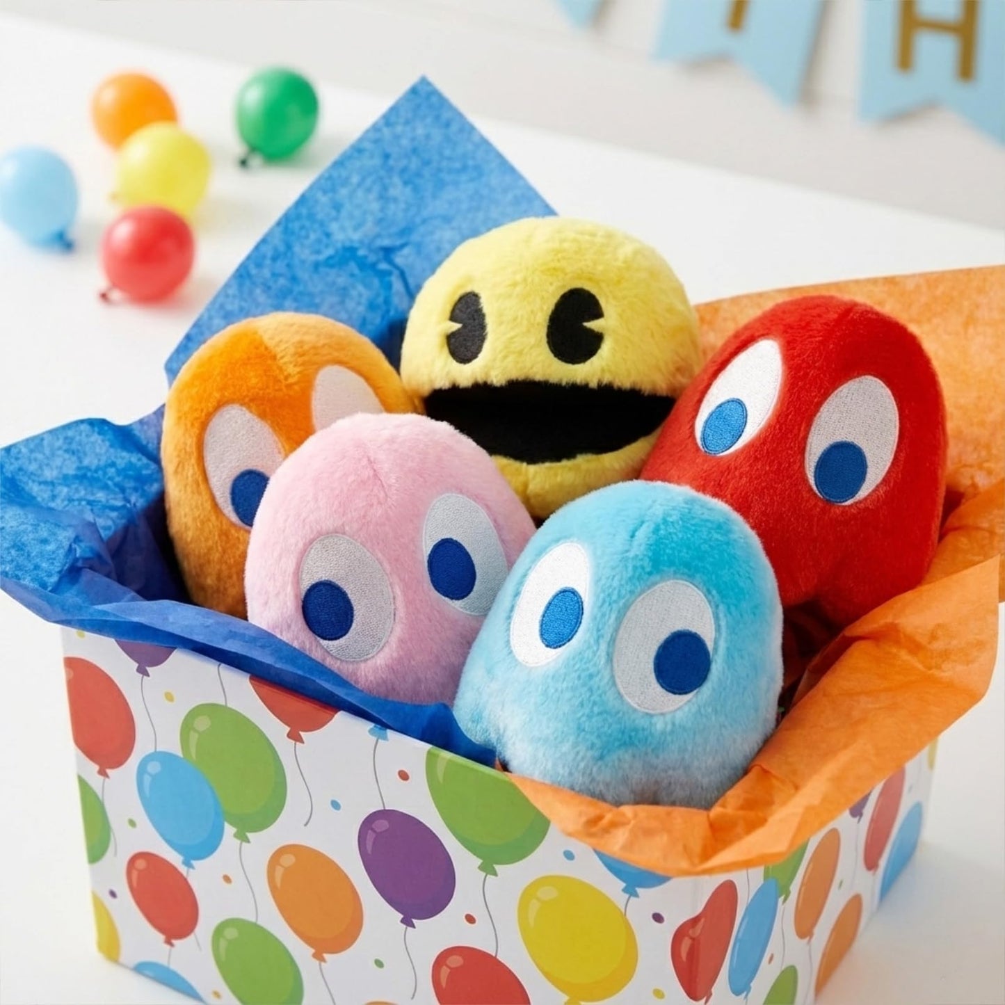 WjcnPac-Man 6inches Plush, Set of 5 Pacman Toys Can Be Used for Party Decoration, Soft and Comfortable Pacman Stuffed Animal, Suitable for Birthday Gifts, Children's Day Giftsetc.