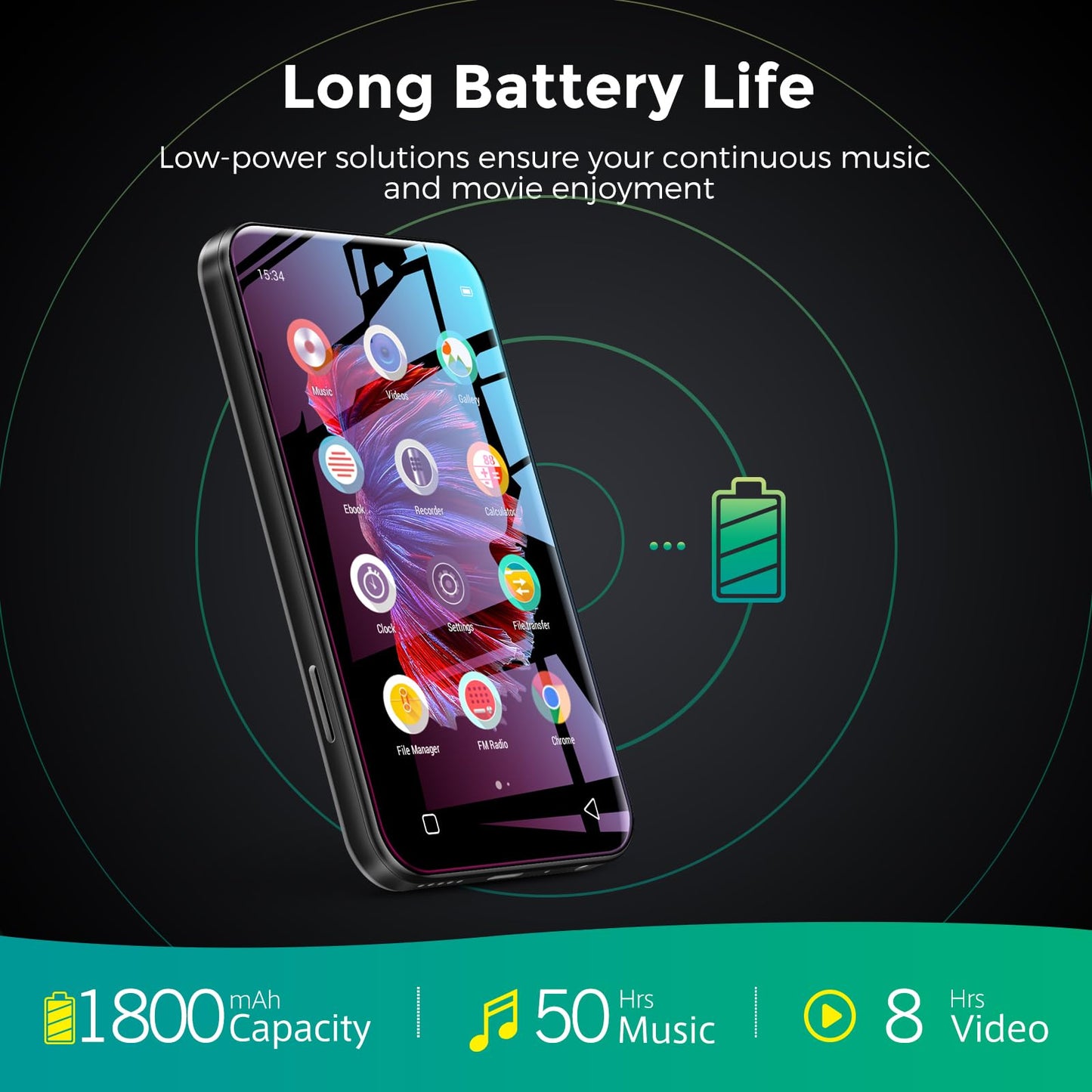 72GB WiFi Mp3 Player with Bluetooth, TIMMKOO 4.0" Full Touch Screen Mp3 Mp4 Player with Speaker, Portable HiFi Digital Music Player with FM Radio,Recorder, Ebook,Clock, Browser (Black)