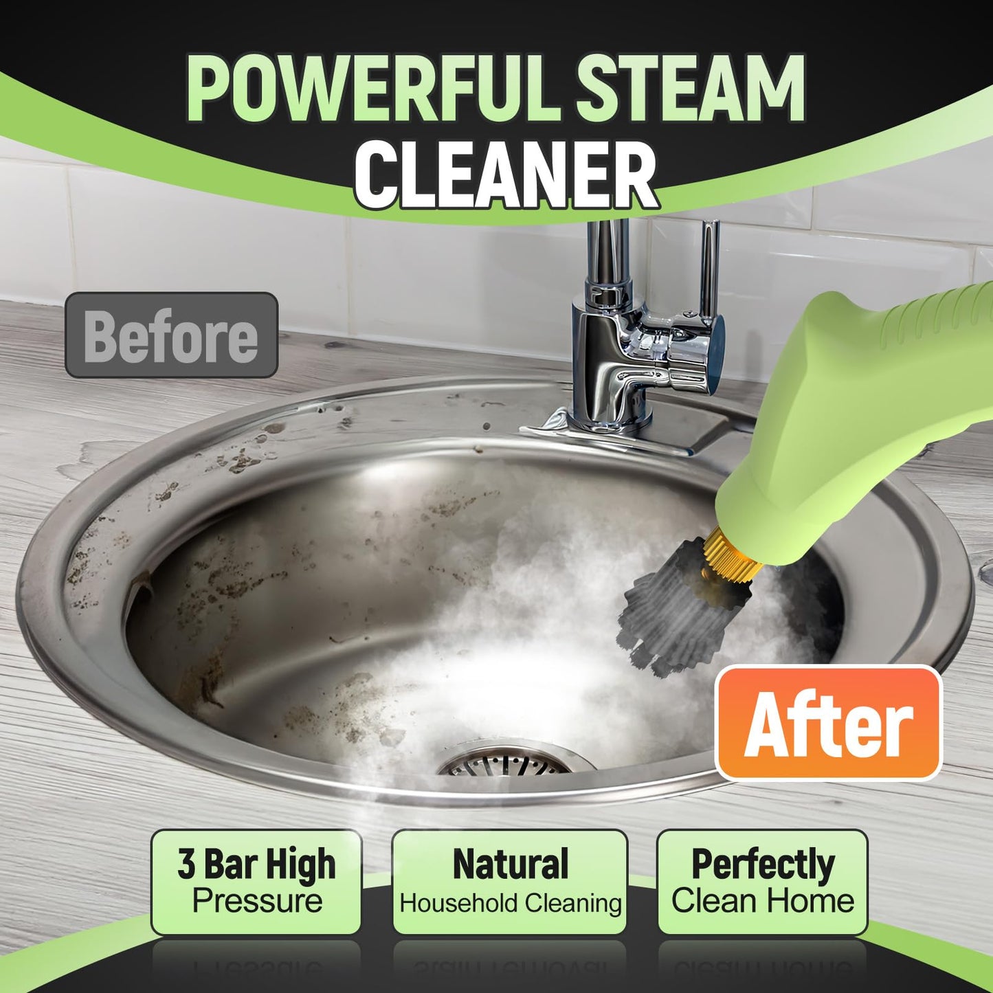 2500W Portable Handheld Steam Cleaner, Large Capacity 10s Fast Heating Steamer for Cleaning with 9 Pieces Accessories, Heavy Duty Plug-and-Play Steam Cleaner for Home|Car|Kitchen|Grout|Tile|More