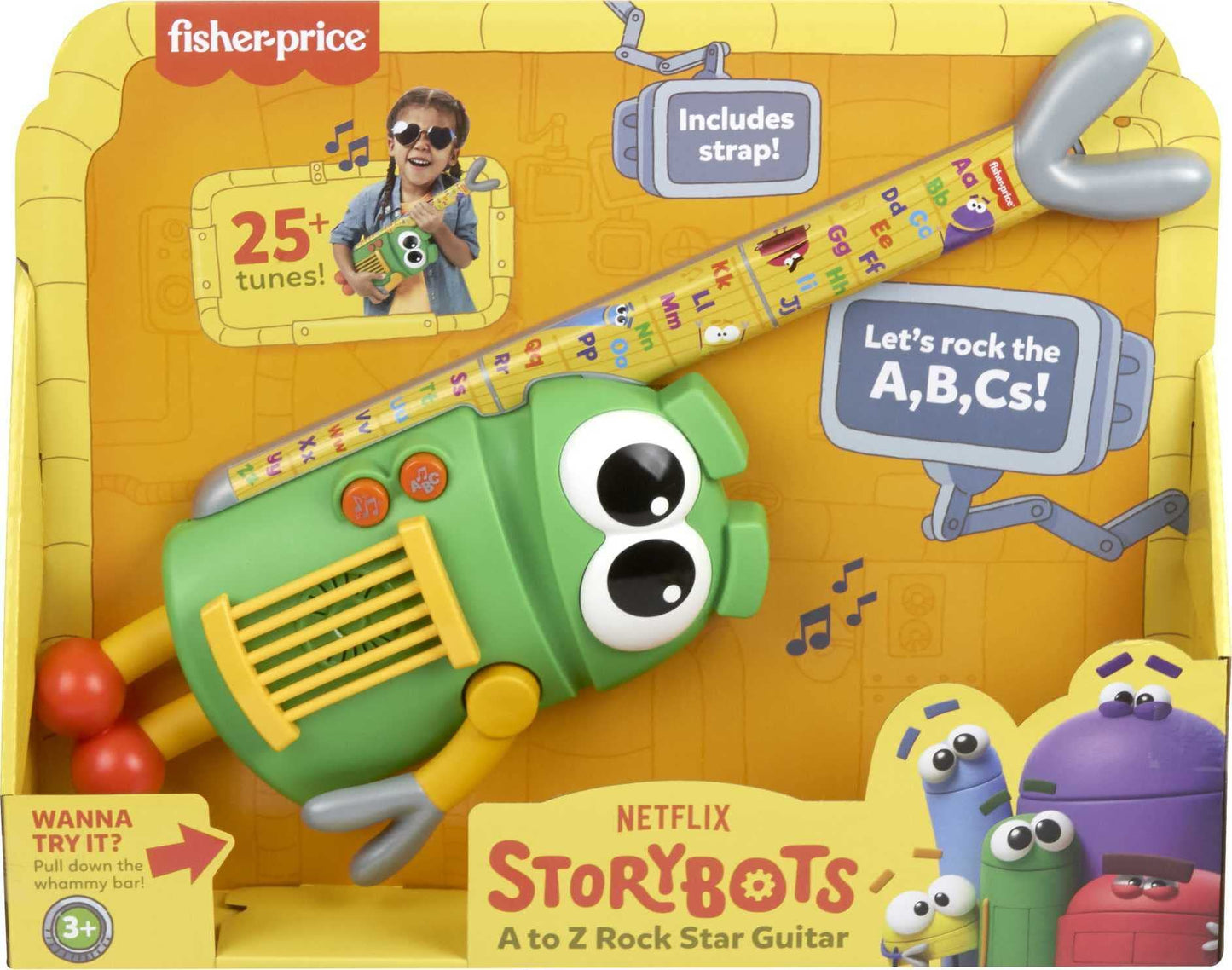 Fisher-Price StoryBots A to Z Rock Star Guitar, Pretend Musical Instrument Learning Toy That Teaches The Alphabet for Preschool Kids Ages 3 Years & up