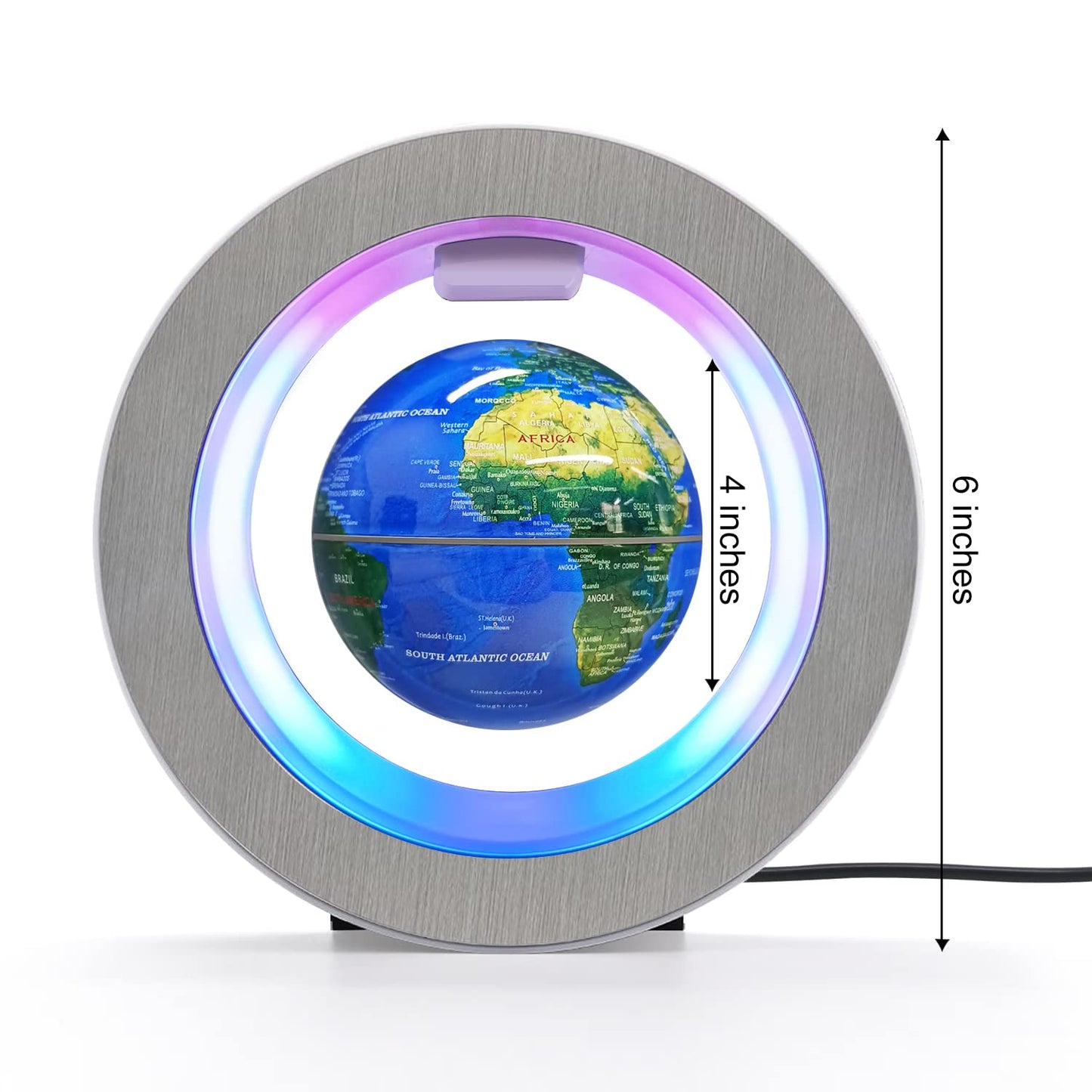 Flagest Magnetic Levitation Floating Globe - Levitating O Shape Globe with LED Lights for Educational Home Office Desk Decor - Birthday Holiday Party Item (4Inches Globe