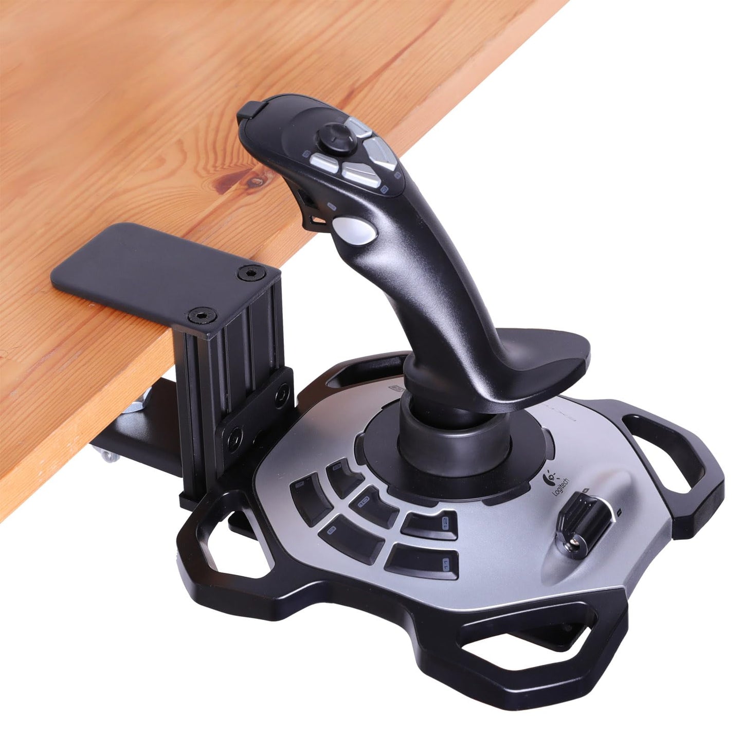 HTLAKIKJ Desk Mount for Flight Sim Joystick-Compatible with Logitech G Extreme 3D Pro Joystick and Turtle Beach VelocityOne Flightstick for Xbox and Windows Enduring Metal Holder (No Joystick)