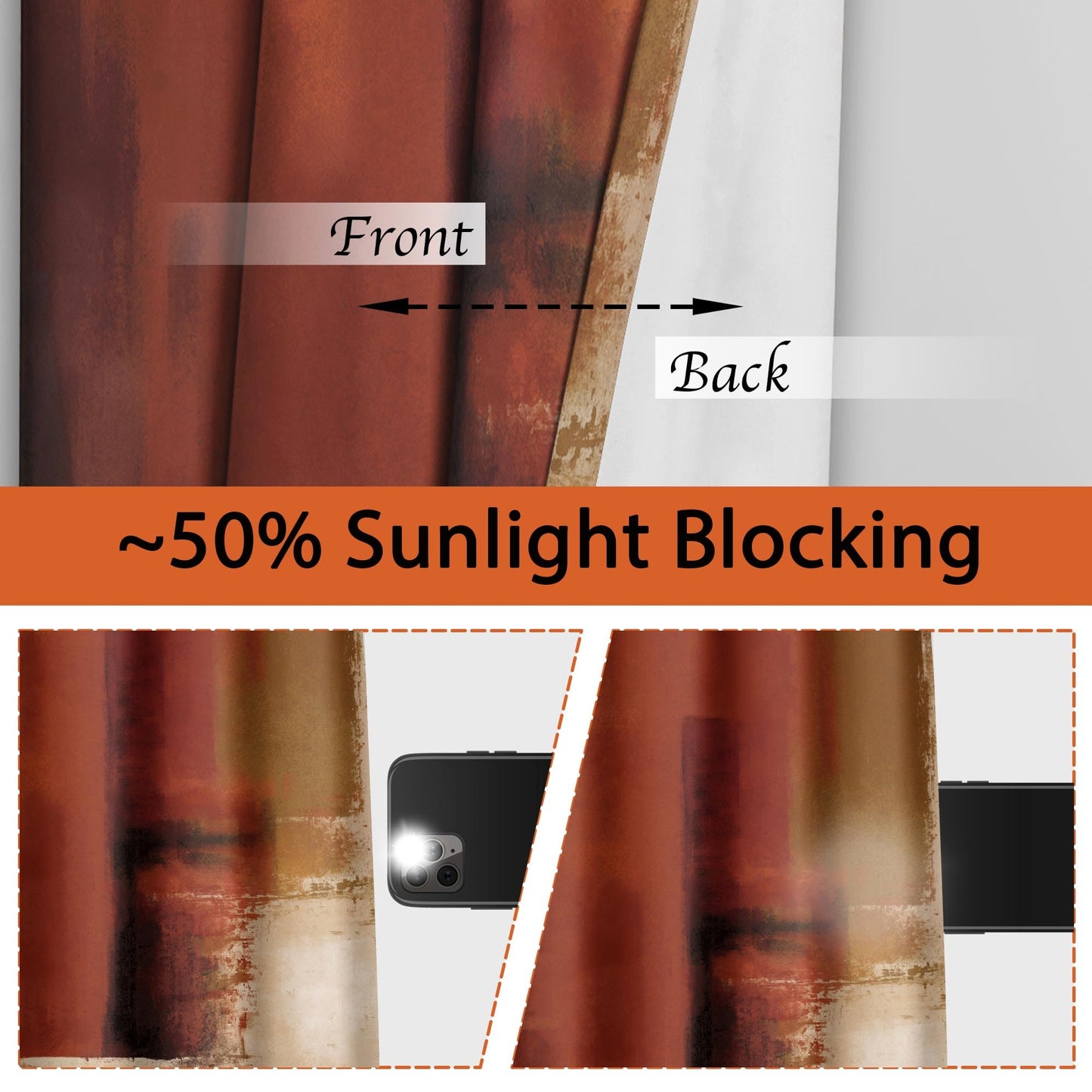 Asuexpect Burnt Orange Curtains 2 Panels Abstract Rust Curtain Room Darkening Grommet Window Treatments Modern Decorative for Bedroom Living Room, 52x84 Inches