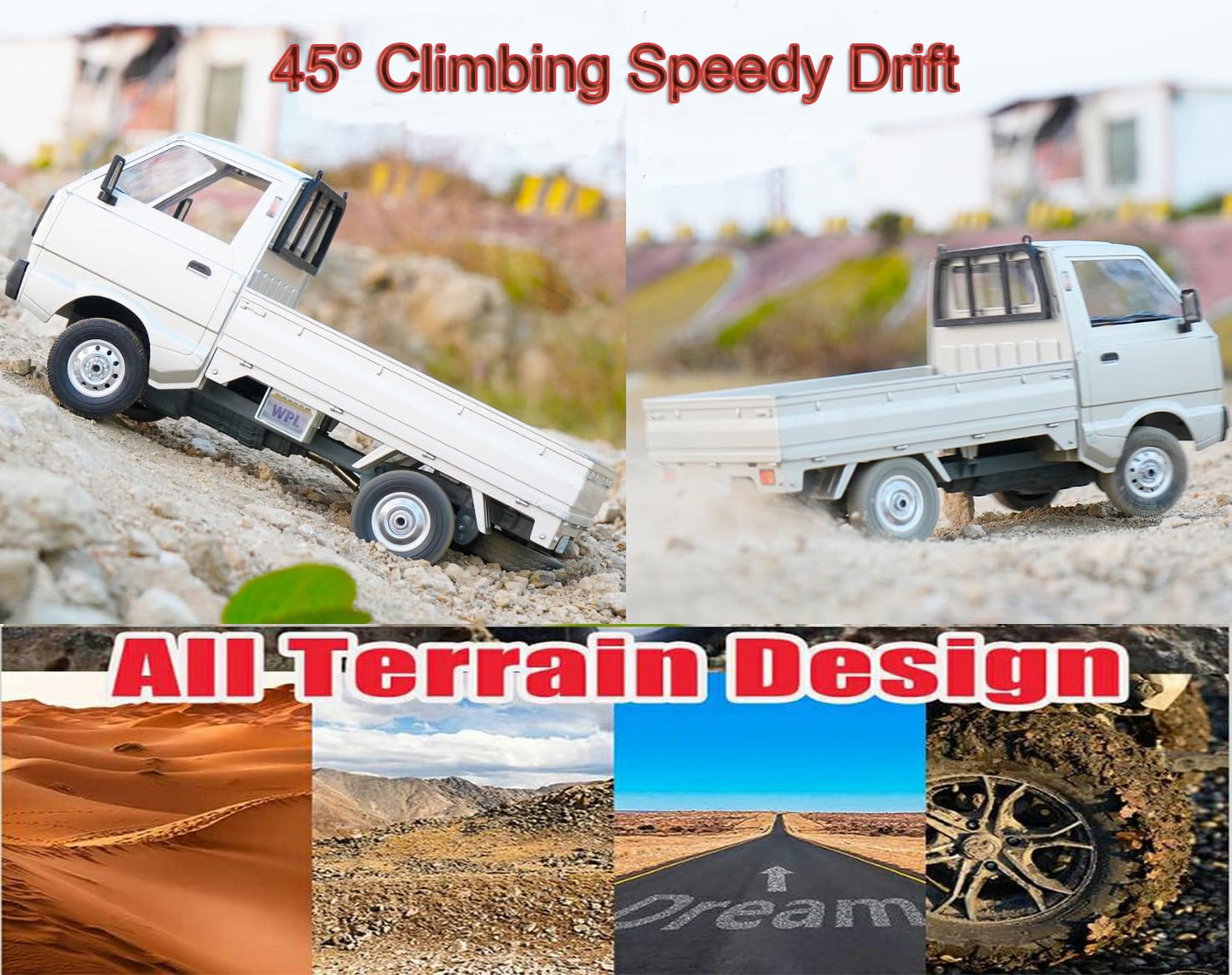 Apawband WPL D12 RC Car 1/10 RC Drift Car RTR Remote Control Car, Kei Truck Crawler Off Road 2.4G with Proportional Throttle Steering 260 Motor Rear Drive Hobby Grade Toy Adult Age 16+
