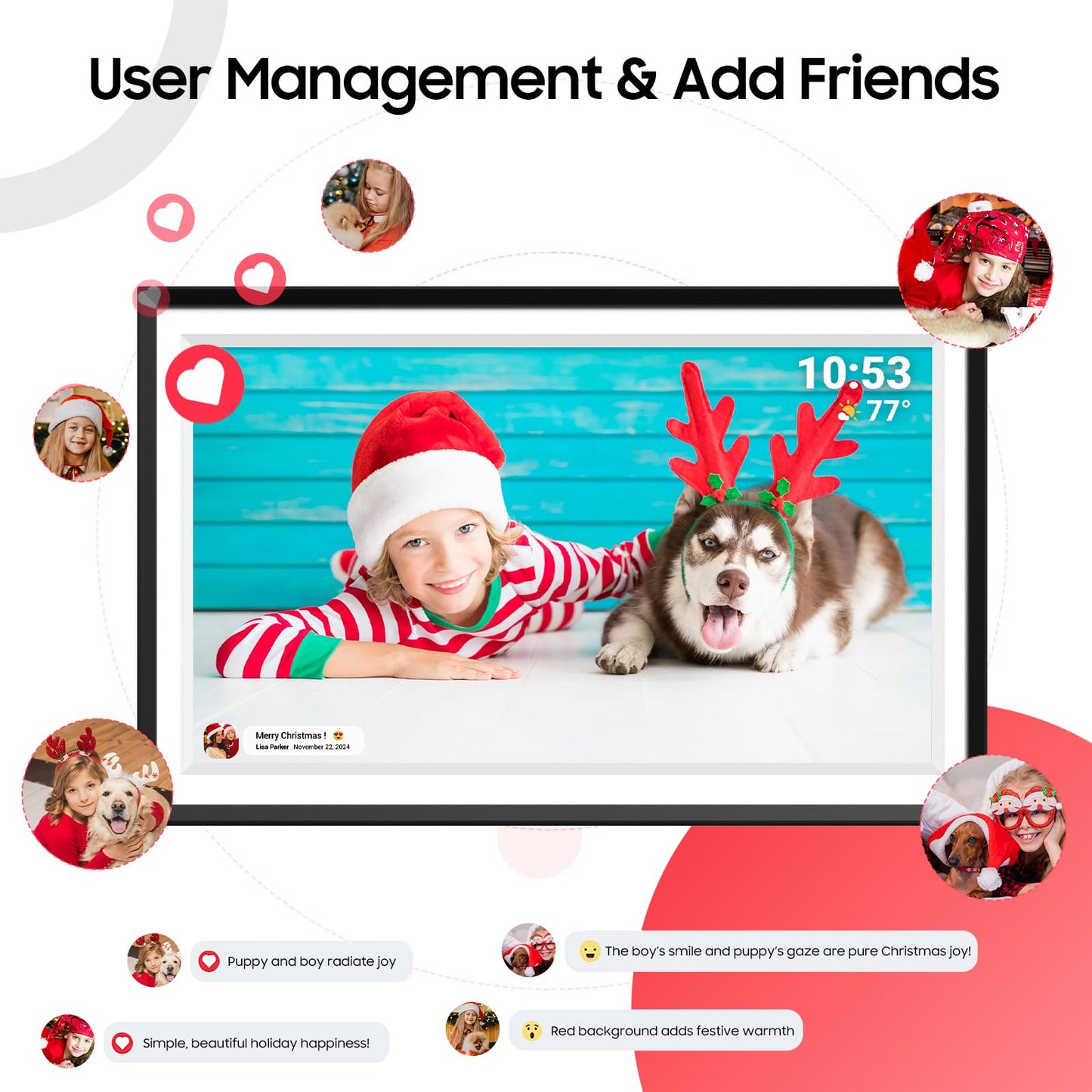 ApoloSign Digital Picture Frame 15.6 inch, WiFi Digital Photo Frame with 32GB Storage, 1920x1080 FHD IPS Touch Screen, Auto-Rotate, Easy Setup to Share Photos or Videos Instantly via Frameo App