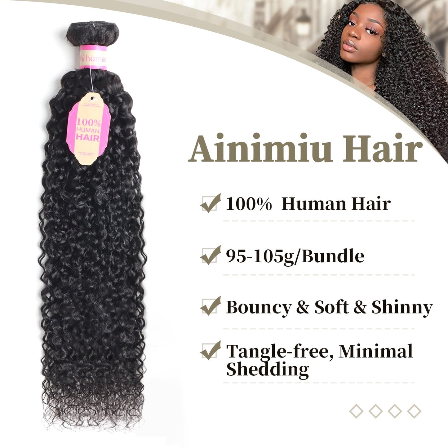 Curly Wave Human Hair Single Bundles Brazilian Virgin Hair Weave One Bundle Jerry Curly 12A Grade Unprocessed Hair Extensions Natural Black 1 Bundle 22 inch 100g/pc