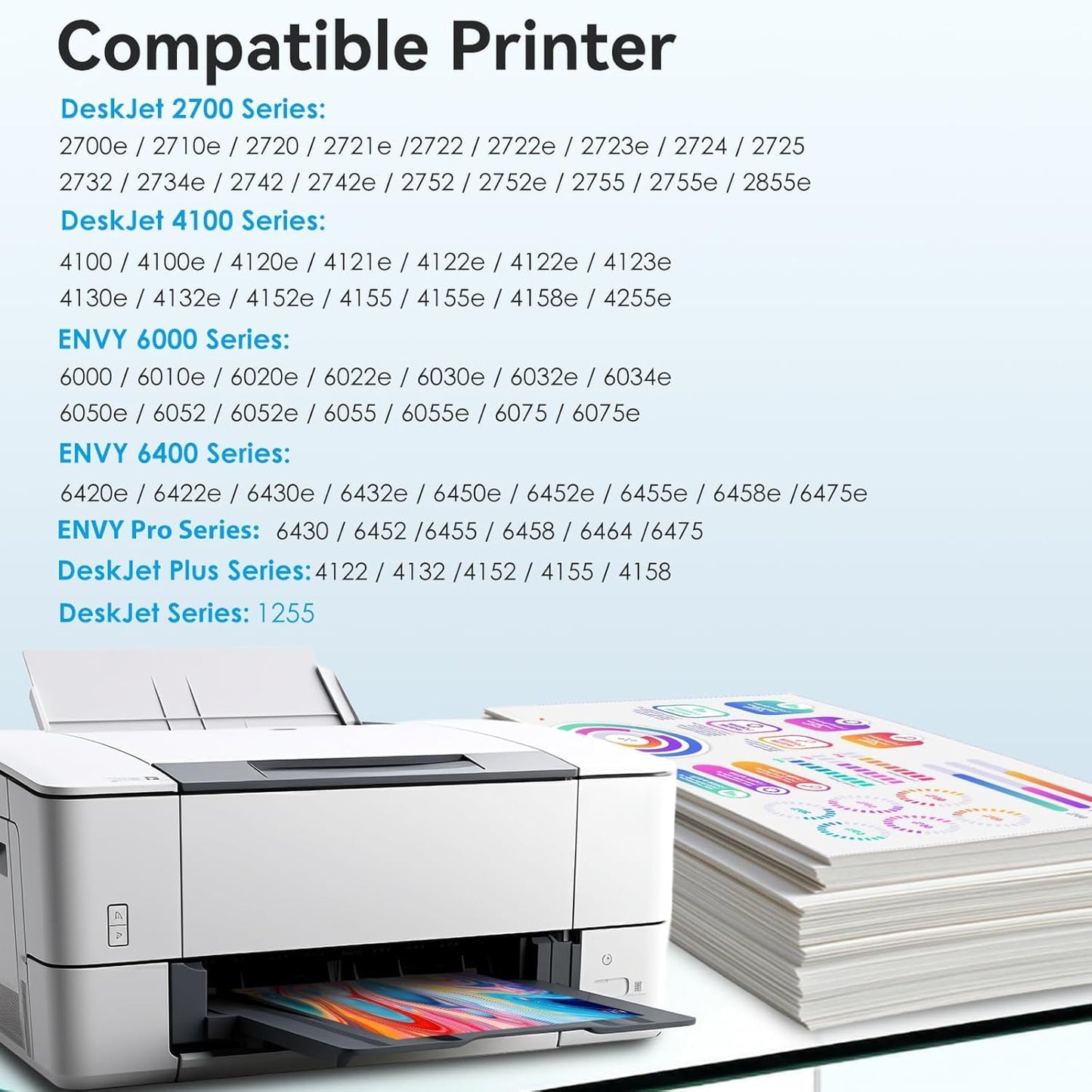 67XL Ink Cartridges Black/Color Combo Pack Compatible for HP Ink 67 XL Ink Cartridge Compatible for DeskJet 4155e 2734e 2700e 2855e 2755e 4100 4255e Compatible for Envy 6055e 6455e 6400 6000 Printer