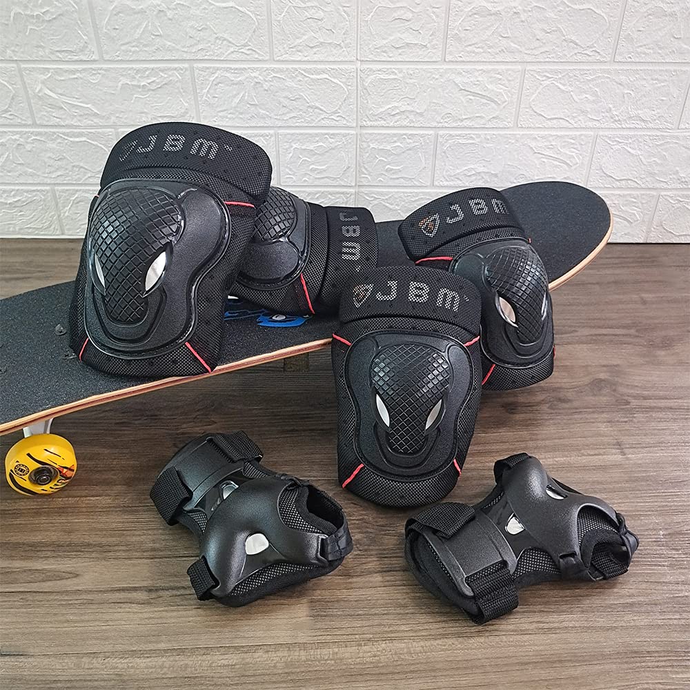 JBM Adult Youth Bike Knee Pads and Elbow Pads with Wrist Guards Protective Gear Set for Biking, Riding, Cycling and Multi Sports Scooter, Skateboard