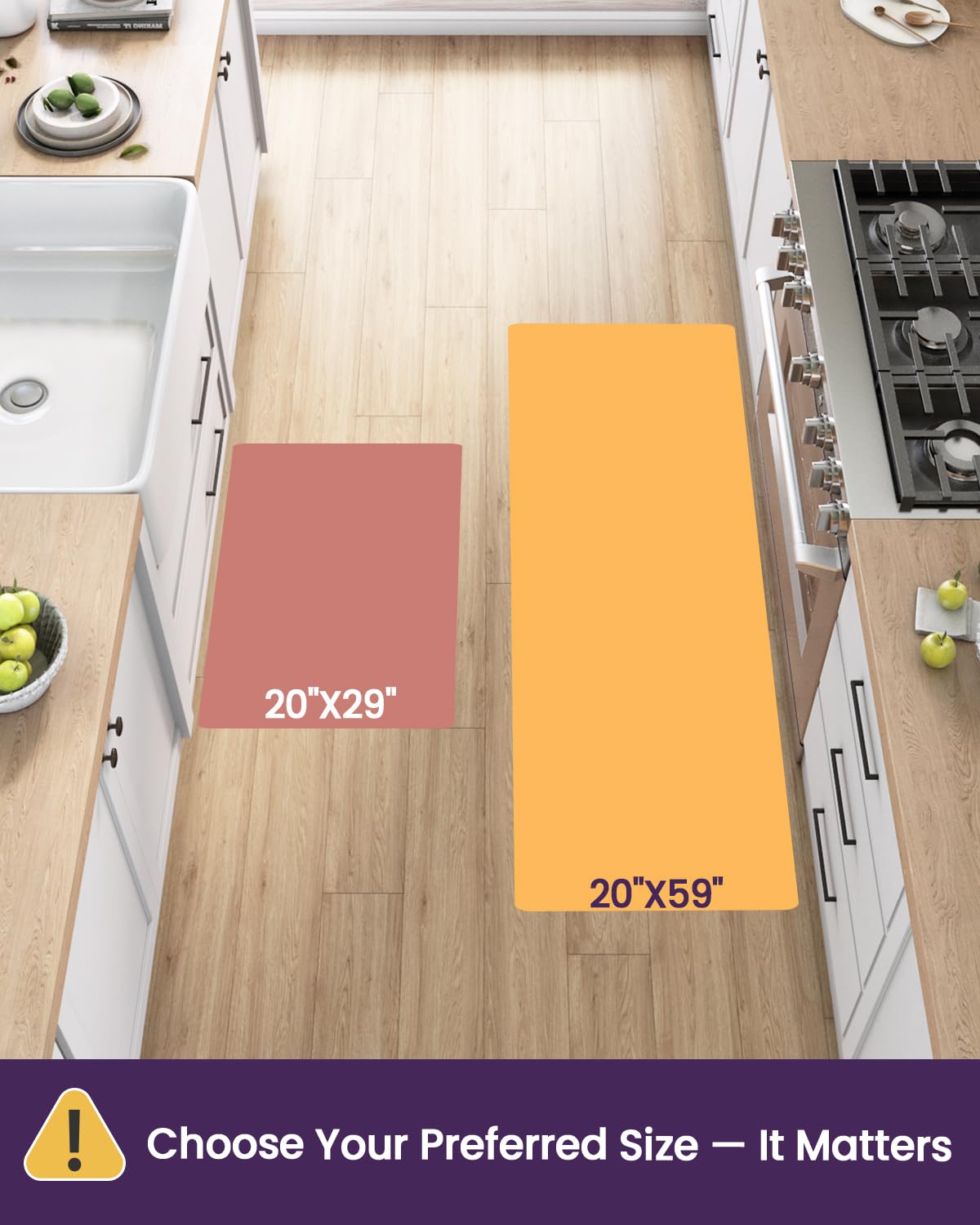 DEXI Kitchen Floor Mats Anti Fatigue, 20x29+20x59 Large Wide Cushioned Runner Rug Memory Foam, Waterproof Comfort Standing Padded Non Skid for Home Office Sink Laundry Grey and White Buffalo Plaid