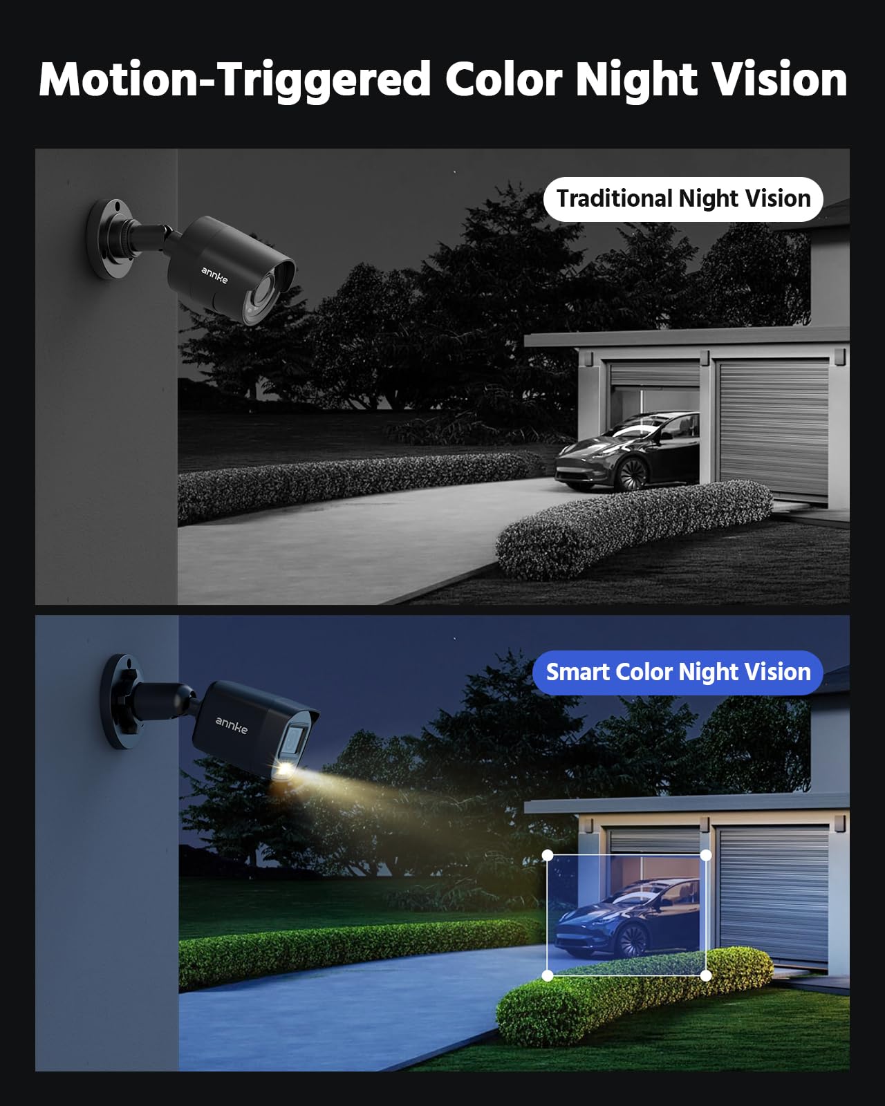 ANNKE 8CH H.265+ 3K Lite Wired Security Camera System with AI Human/Vehicle Detection, 4 x 1920TVL 2MP CCTV IP67 Cameras with Smart Dual Light for Outdoor Use, Color Night Vision, 1TB Hard Drive