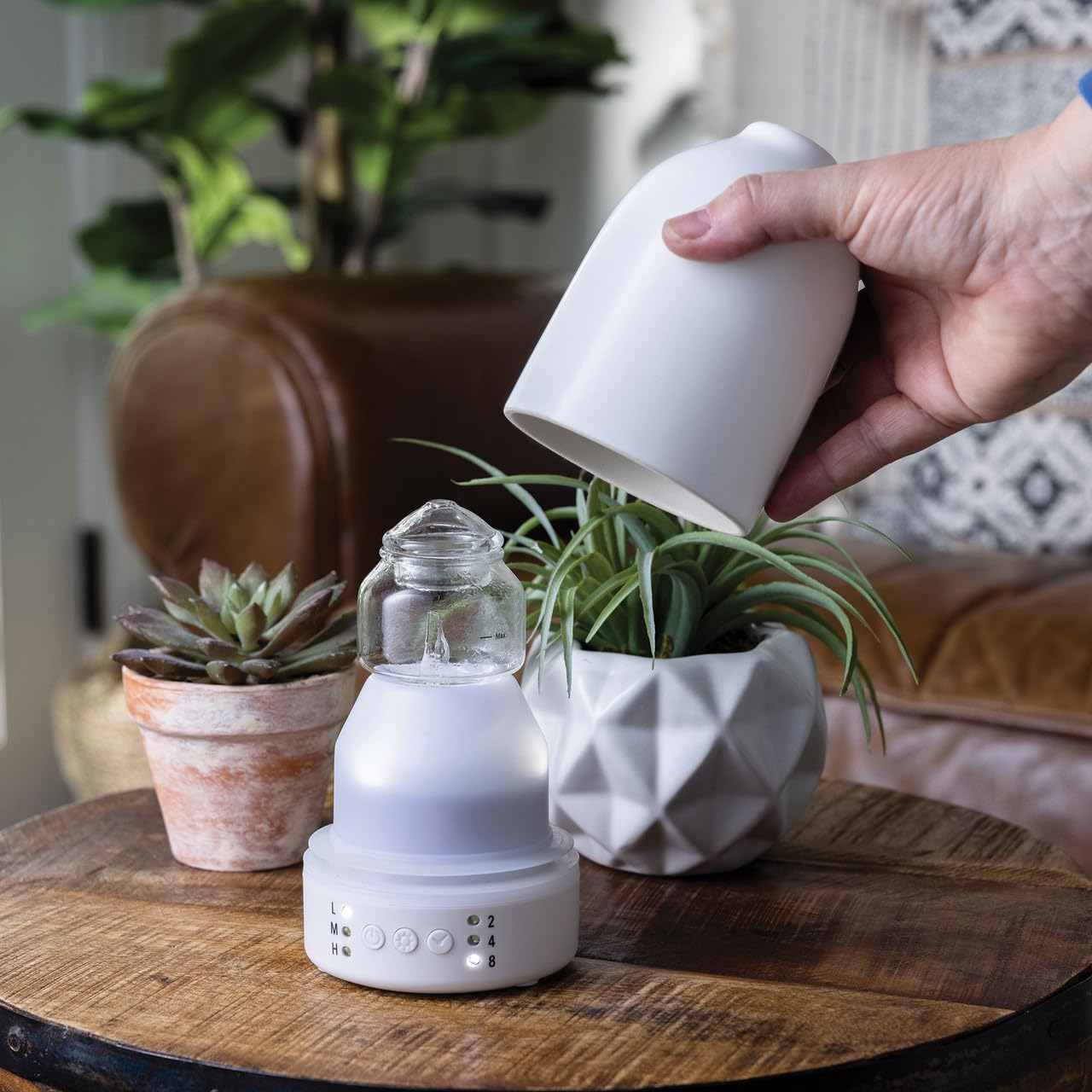 Airome Nebulizer Essential Oil Diffuser|Waterless and No Heat Aromatherapy Diffuser, White LED Light, Intermittent & Continual Mist, Timer and Auto Shut-Off, Snow