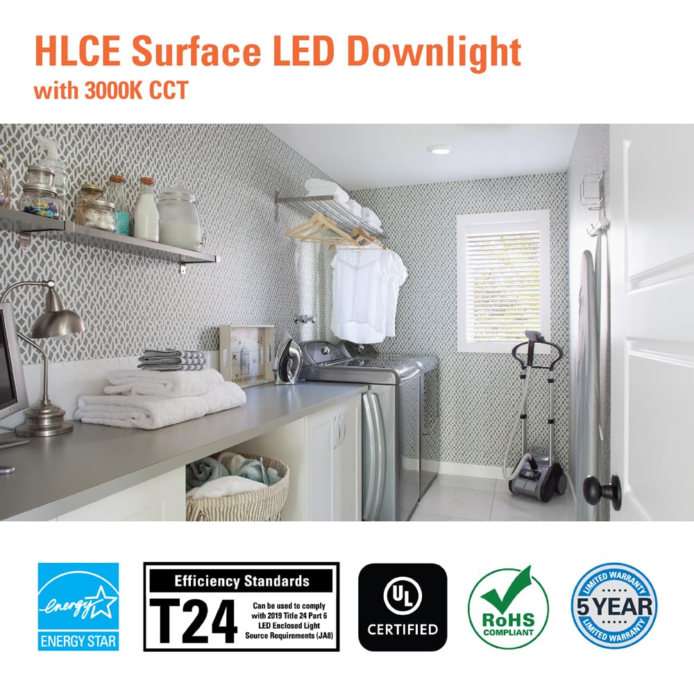 HALO HLCE 6 inch Integrated LED Recessed Disk Light, 3000K, 945 Lumens, 90 CRI, Title 20 California Compliant, 6-Pack