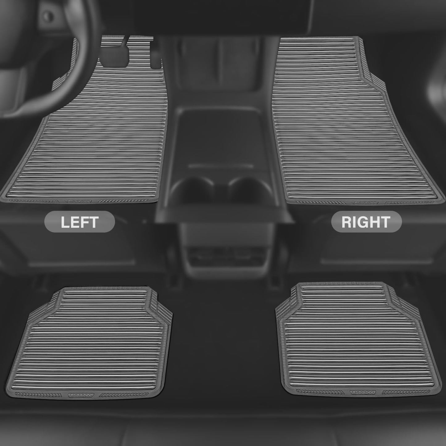 CAR PASS Gray Rubber Car Floor Mats & Cargo Liners, All Weather Car Mats & Trunk Mats,Waterproof Automotive Floor Mats Trim to Fit for Most Cars Sedans SUVs Vans, Durable Heavy Duty Anti-Slip, Gray