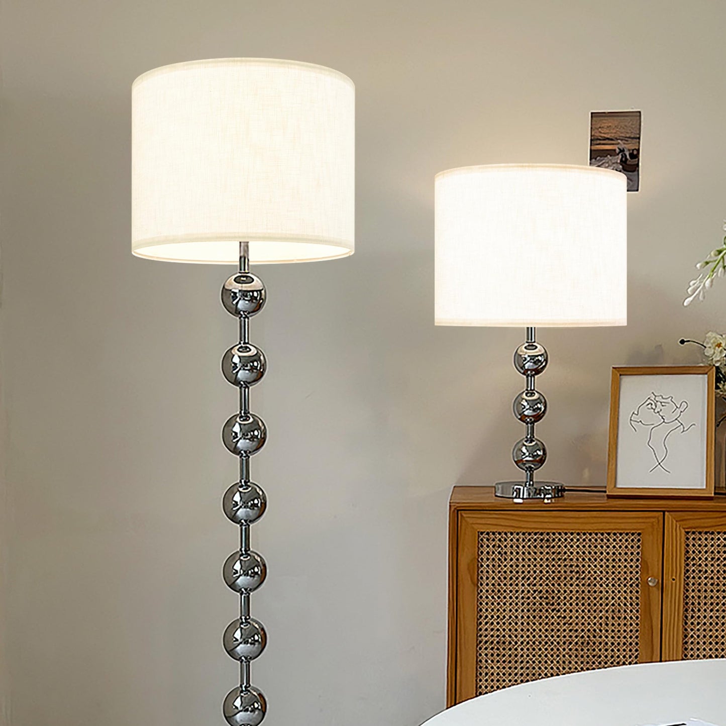 White Linen Lampshades Set of 2 Large, Drum Lamp Shade 16" Top x 16" Bottom x 10" High (Spider) Modern Lamp Shades for Table Lamps & Floor Lamp - Lampshades Replacement,Required Assembly -By GO&SO
