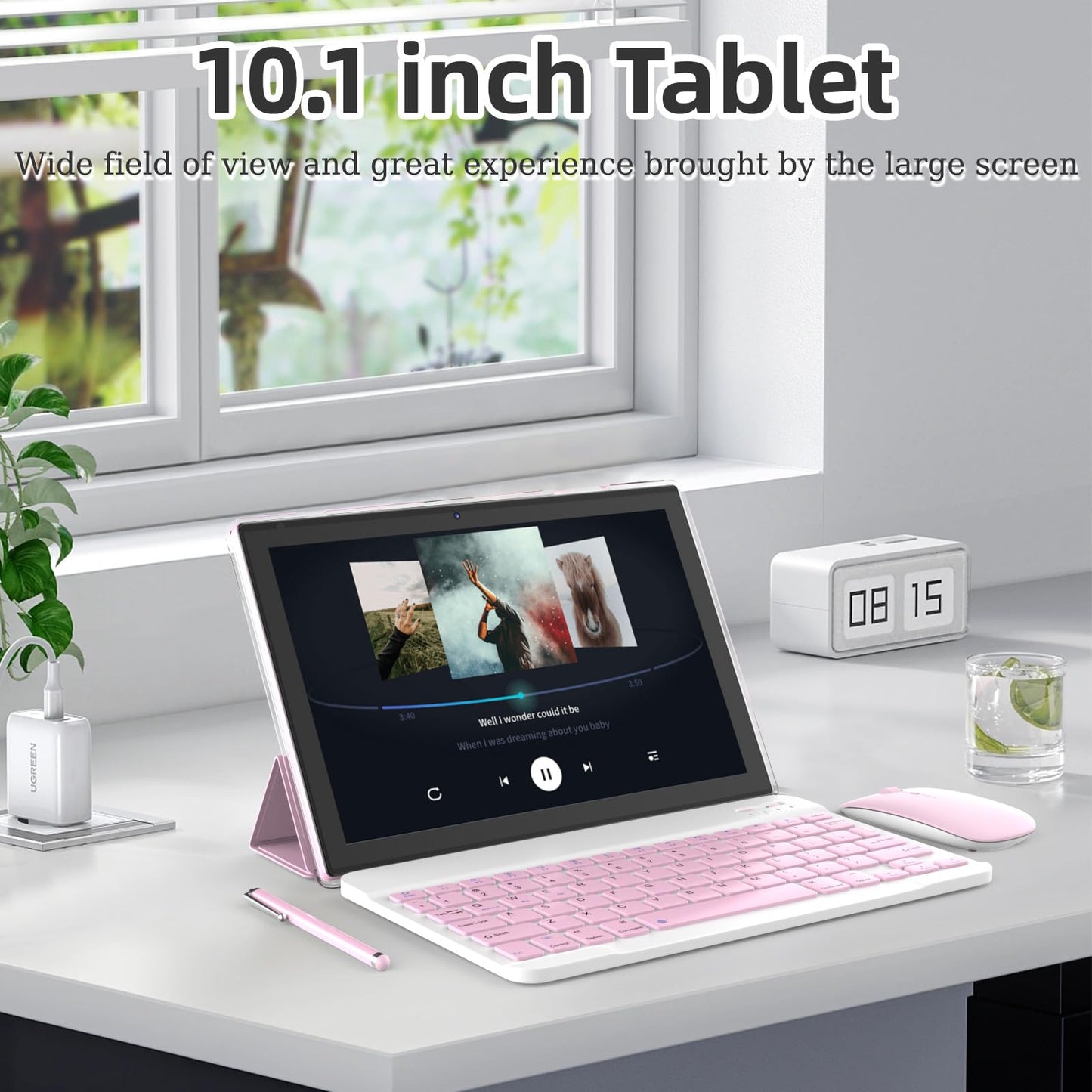 Android 14 Tablet 10 Inch, 2 in 1 Tablets with Keyboard/ Mouse/ Case/ Stylus, 8GB RAM+64GB ROM/1TB Expand Tablet, 1.8Ghz Quad-core Processor, 1280*800 HD Touch Screen, 8MP Camera, 5G WIFI 6 Tablet