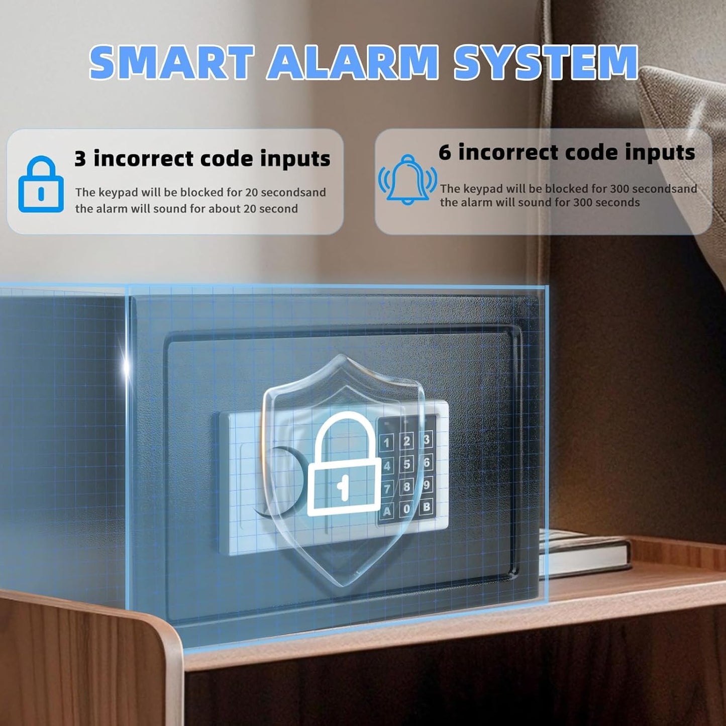 Safe with Key Lock,Anti-Theft Digital Security Lock Box with Electronic Keypad, Fire Proof Safe for Home Documents Firearm Medicine Money,0.8 Cubic Feet Lock Box,13.8"W x 9.8"D x 9.8"H