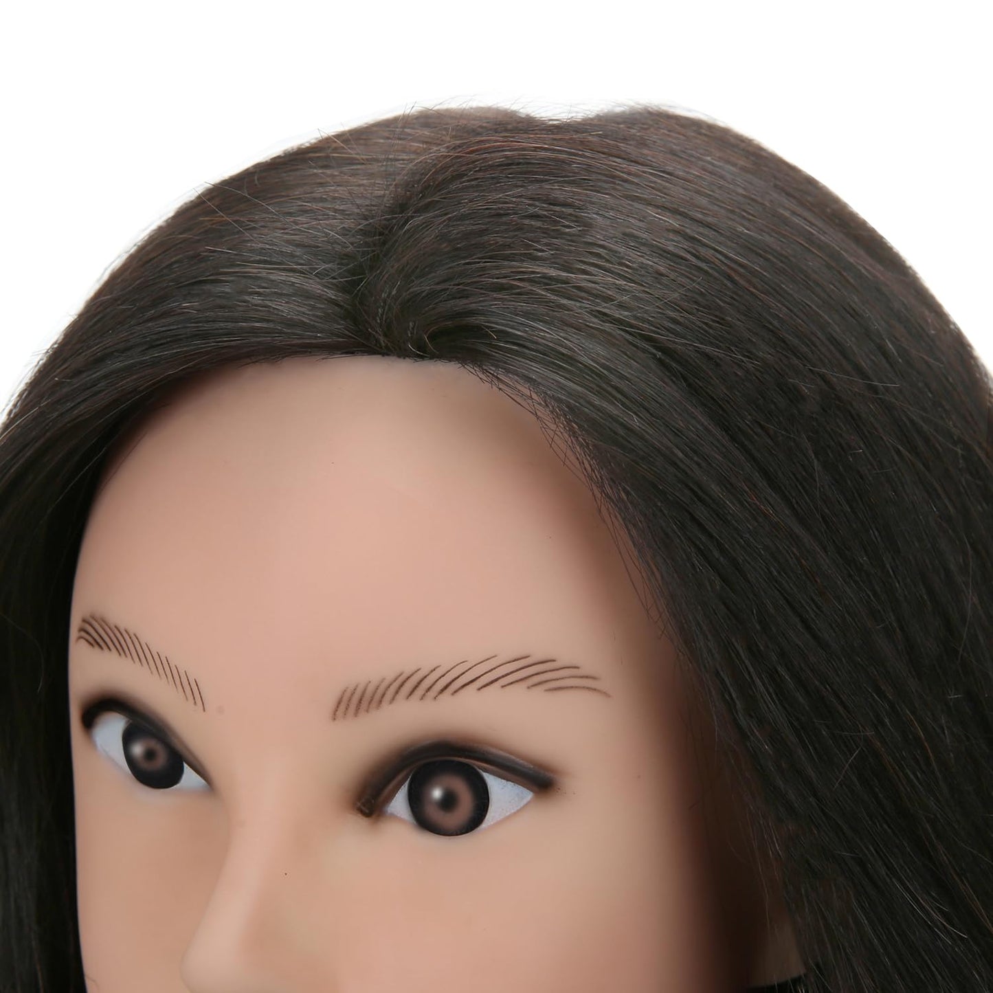 Armmu 100% Real Human Hair Mannequin Head with Stand, Hairdressers' Practice Training Head and Cosmotology Doll Head for Hairstyling and Braid (18 inches)- Natural Black