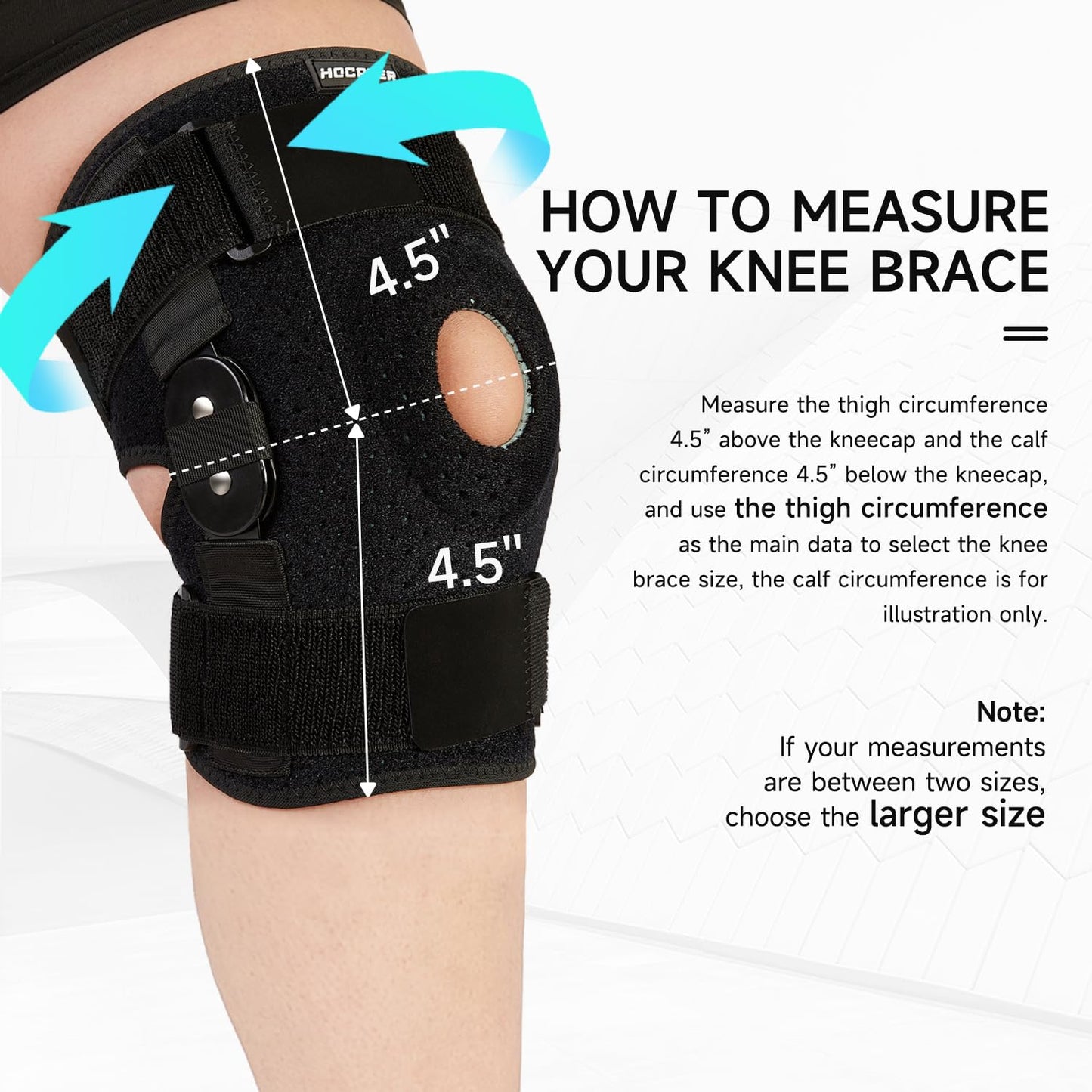 Plus Size Knee Brace XL-8XL,Stable Support of The Decompression Knee, Effective Relief of ACL, Arthritis, Meniscus Tear, Adjustable Compression Band, Suitable for Men and Women (3XL-4XL)