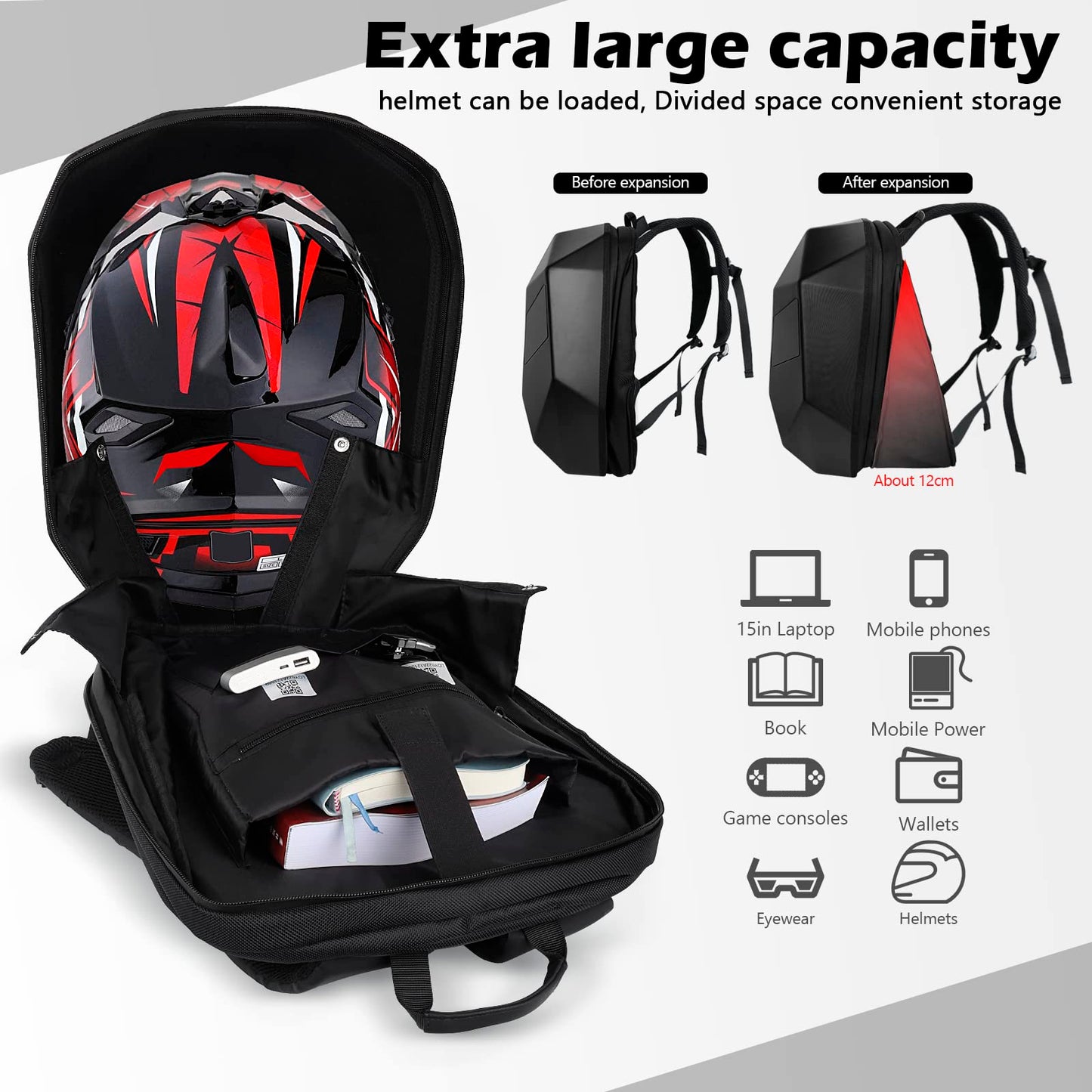 arimepi LED Motorcycle Backpack, LED Backpack, Programmable cycling bag, Travel and Camping Storage Bag,Ideal for riding and holiday gifts (Black color)