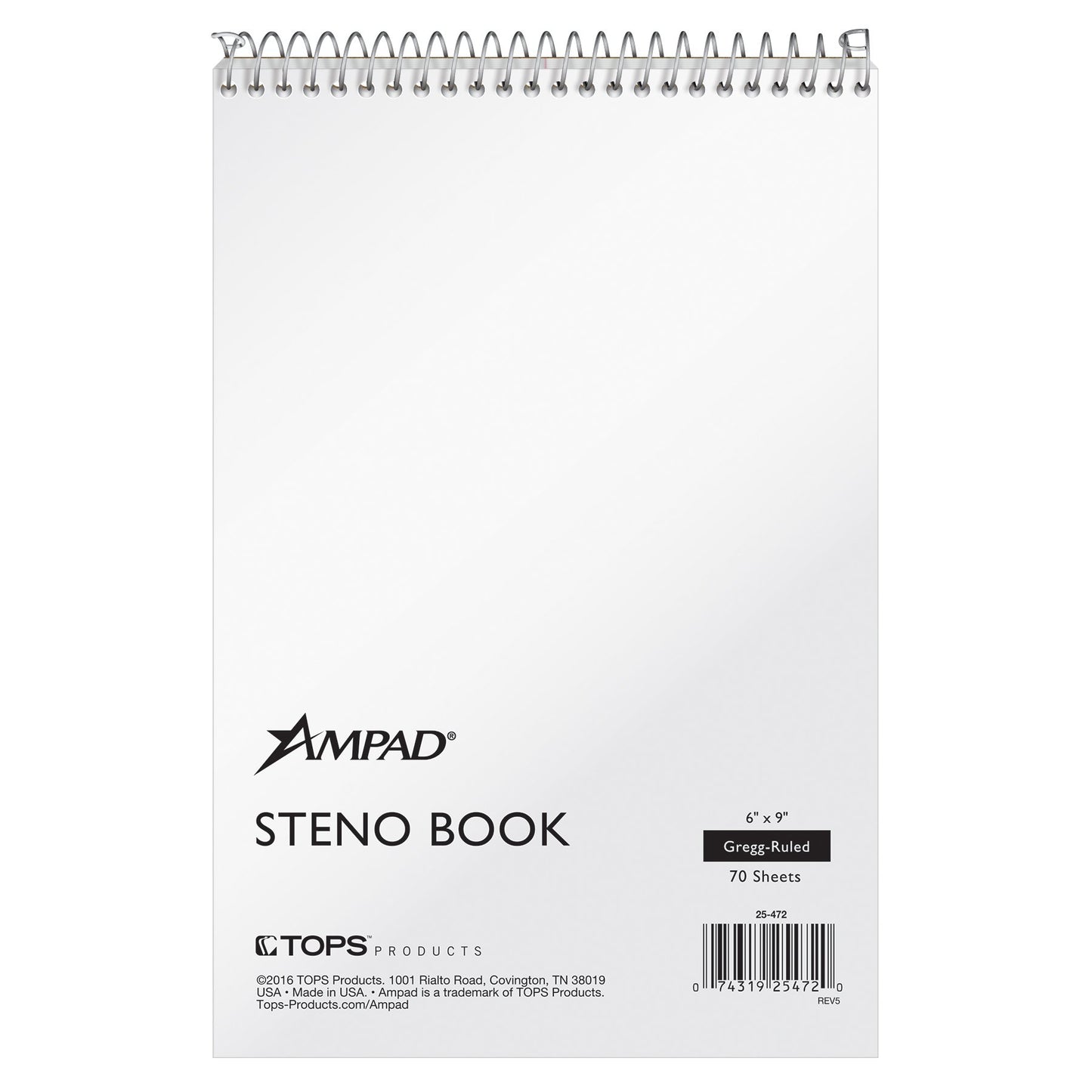 Ampad Steno Notebook, 6 X 9 Inches, White Paper, Gregg Ruled, White Cover, 70 Sheets Per Book, 12-Pack (25-472)