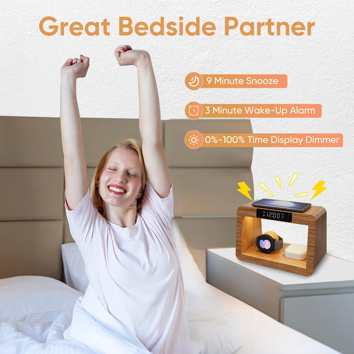 ²⁰²⁴Wireless Charger Station for Samsung, Fast Charging Station with LED Light for Samsung|Android Phone, Wireless Phone Charger Station Only for Samsung Watch