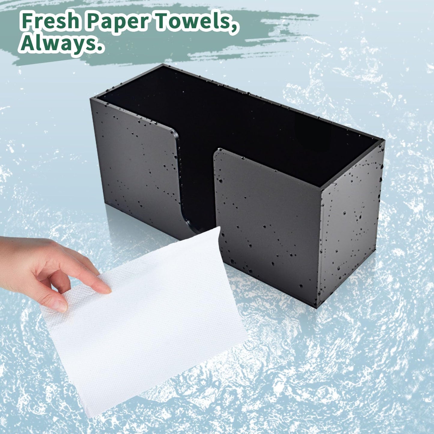 Paper Towel Holder Countertop, Black Acrylic Napkin Dispenser, Multifold Paper Towel Dispenser for Z-fold C-fold MultiFold Trifold-Bathroom Toilet Kitchen Restaurant (2)